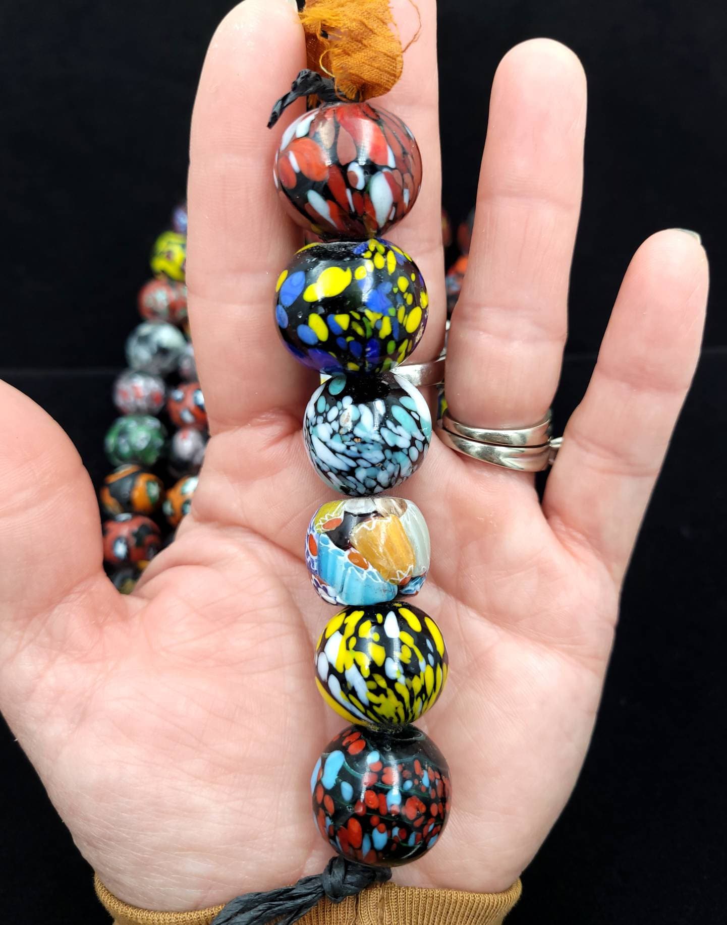 Handmade Millefiore Large Beads Strand With 8 Beads 12x15mm / Jewelry Making Supplies / Craft Supplies.