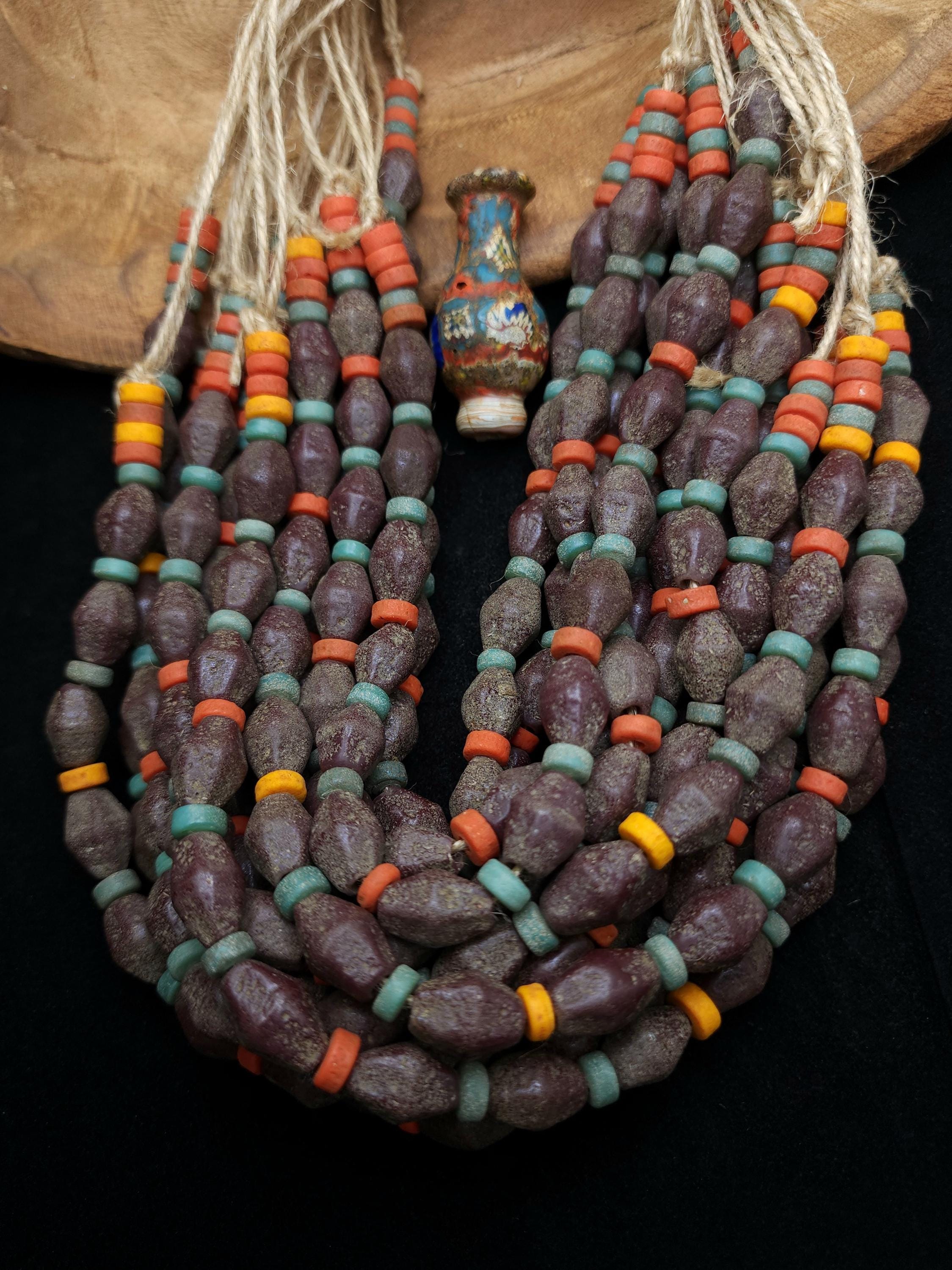 Full Strand 13-14" Bicone Glass Beads 15-17mm, Rustic Indonesian Beads, Jewelry Making Supplies, Craft.