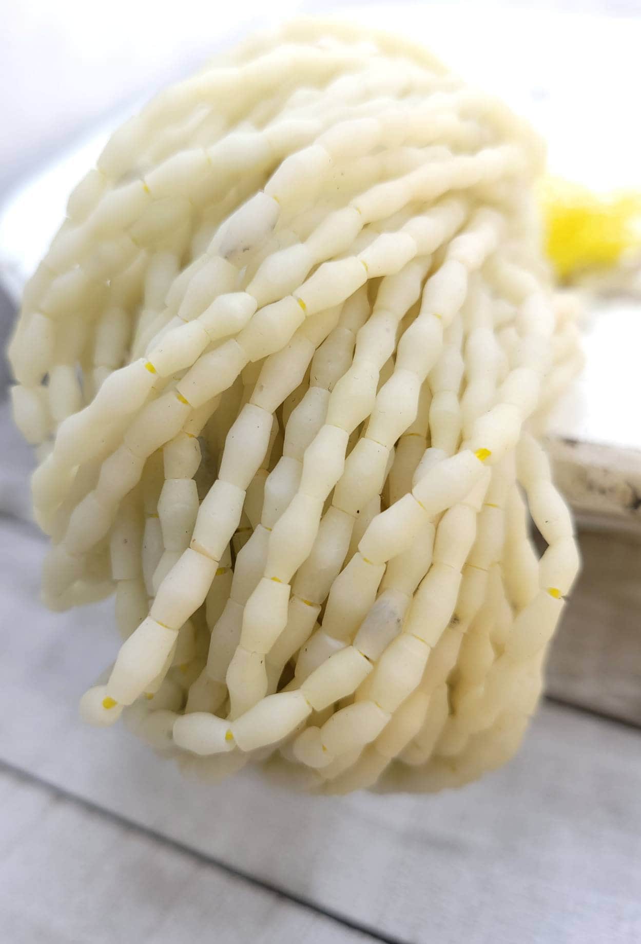 Yellow Opaque Jade Beads Handmade by Afghanistan Artisan Hands / Full Strand 14" / Small Bicone Jade Beads / Jewelry Making Supplies.