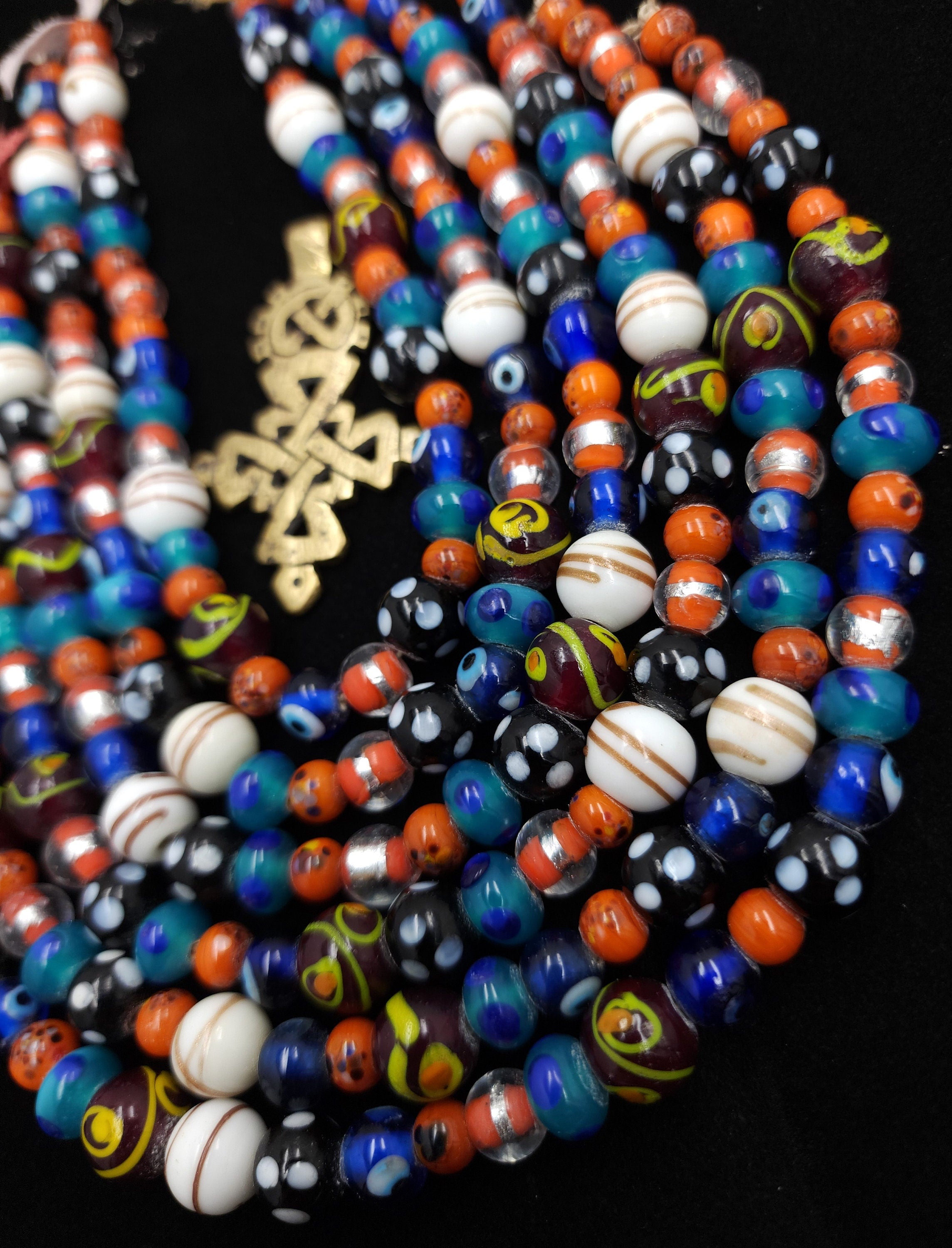Assorted Handmade Glass Beads / Strand 12" 34-37 Beads 7-11mm / Murano / Evil Eye / Jewelry Making Supplies.