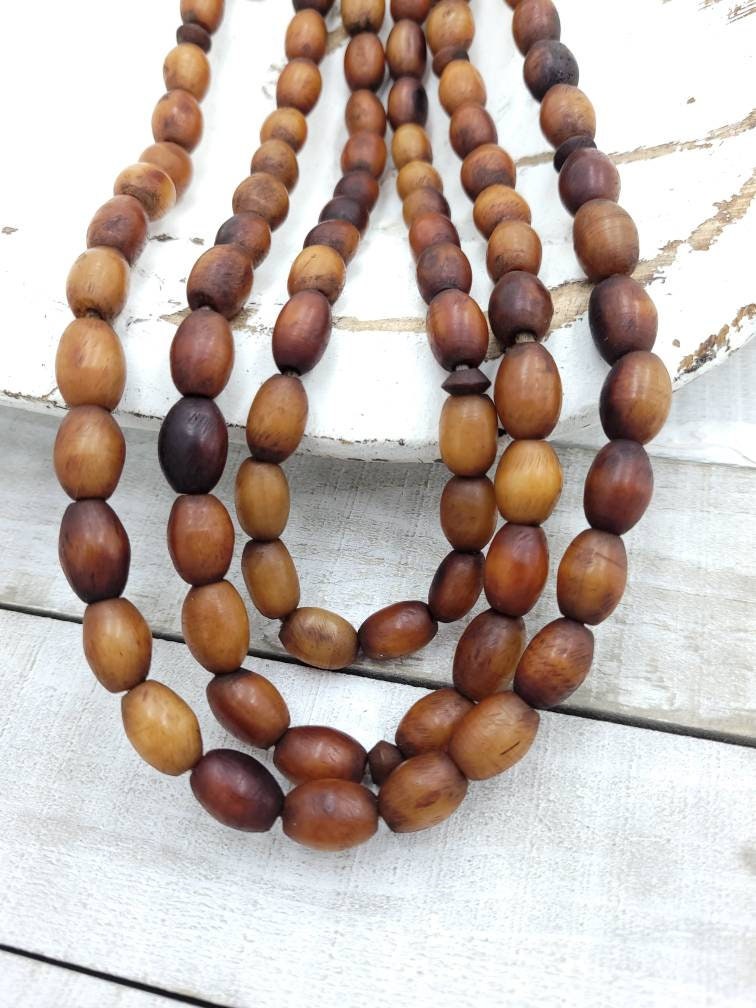 African Camel Bone Beads Necklace 13-14" Inches Long 11-15mm x9-10mm, African Trade Beads, African Bone Beads, Jewelry Making Supplies.