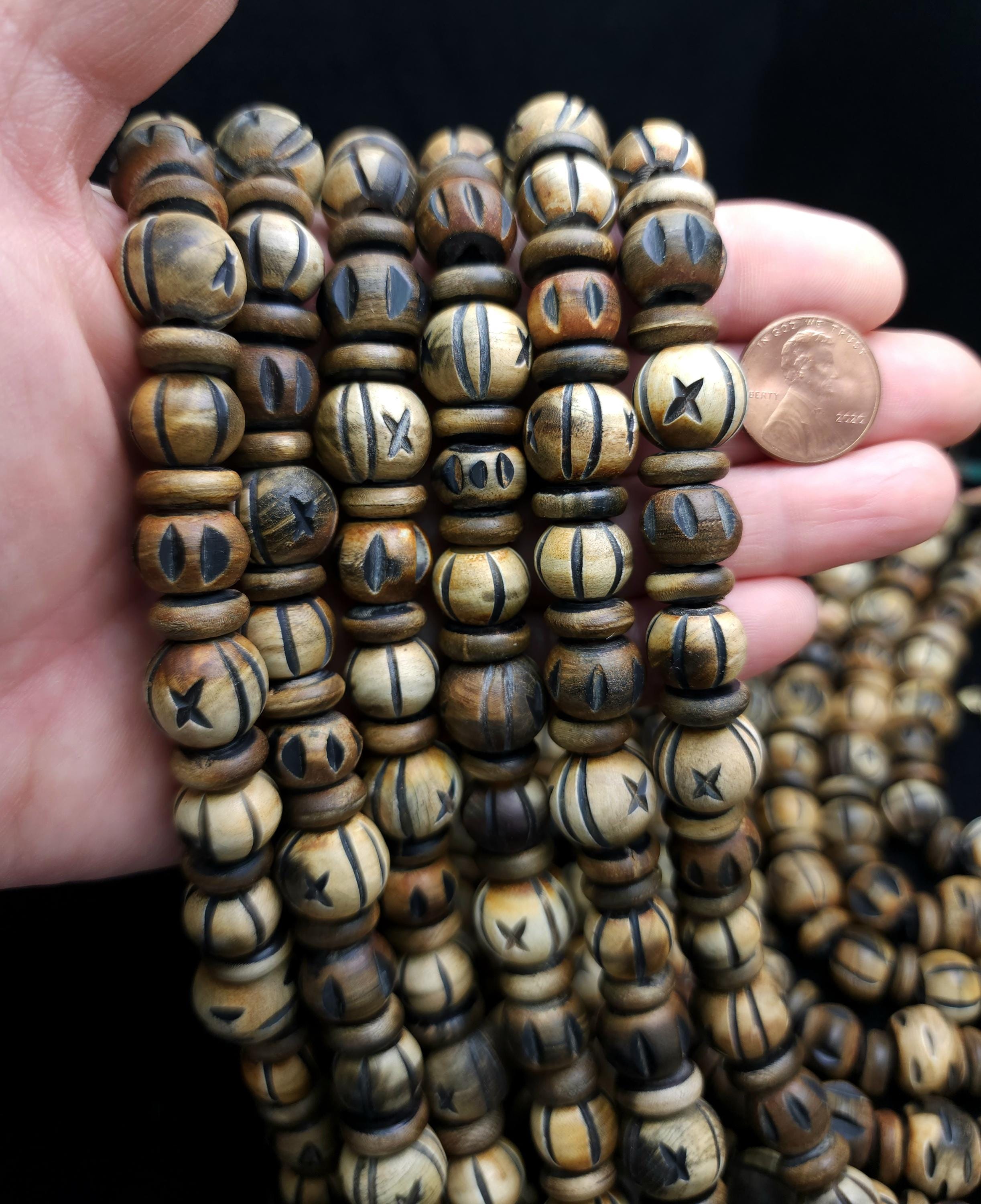 Variety of Water Buffalo Horn Bone Beads, Strand 9" 10-14mm [30-32], Tribal, Etnic Tribal, Native, Jewelry Making Supplies, Craft.