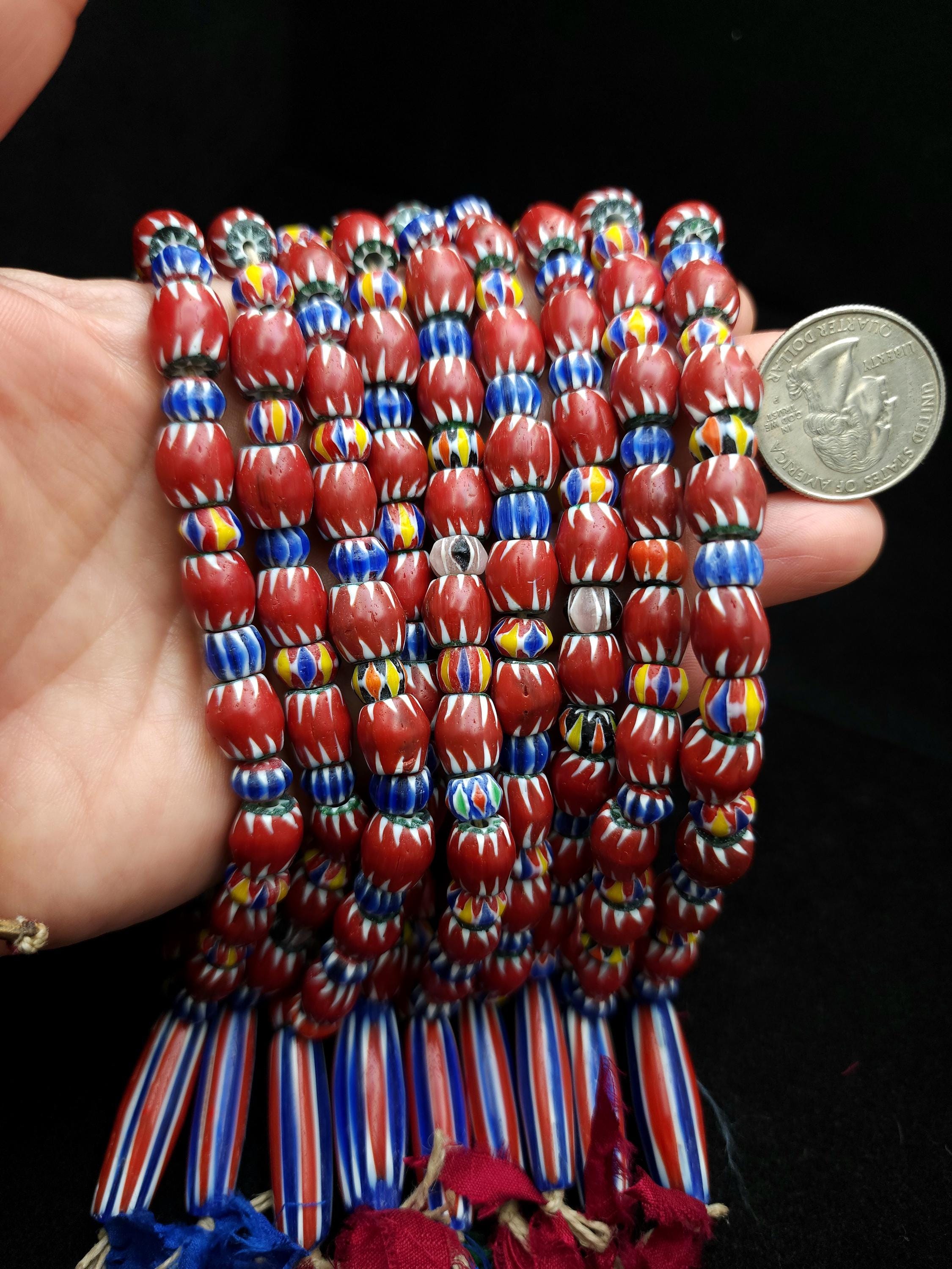 Red Chevron Multilayer Beads 5-10 × 8-10mm Strand 12" 33-35 Beads / Jewelry Making Supplies / Craft.