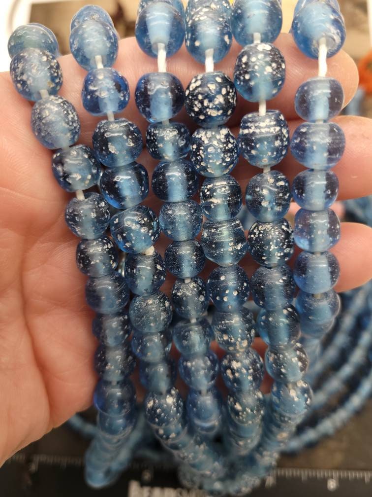Indonesian Glass Beads / Rustic Shape / 15 "Inch Strand / 8mm- 10mm/Jewelry Supplies/ Variety of Colors/44-46 Beads.