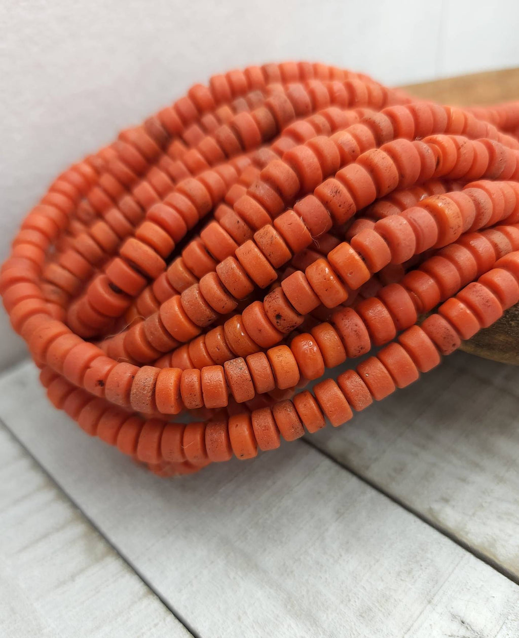 Beautiful Orange Beads Handmade By Indonesian Artisans 8mm Strand 10" / Java / Rustic Beads / Glass Beads / Jewelry Supplies.