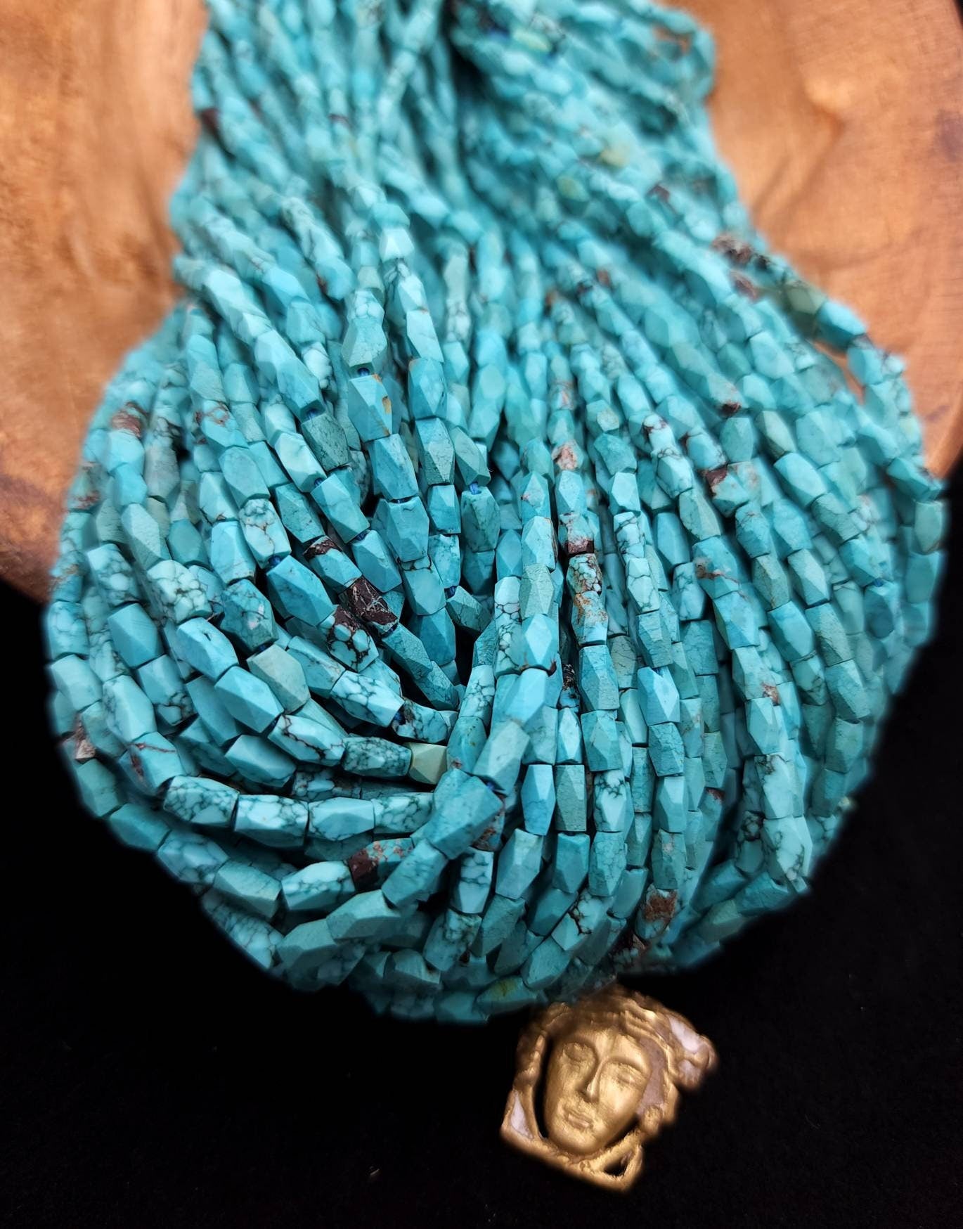 Wow Beautiful Genuine Green Blue Turquois Faceted Strand 15"+ Inches 65-68 Turquoises Beads 5-7mmx3-4mm / Afghan Beads / Jewelry Supplies