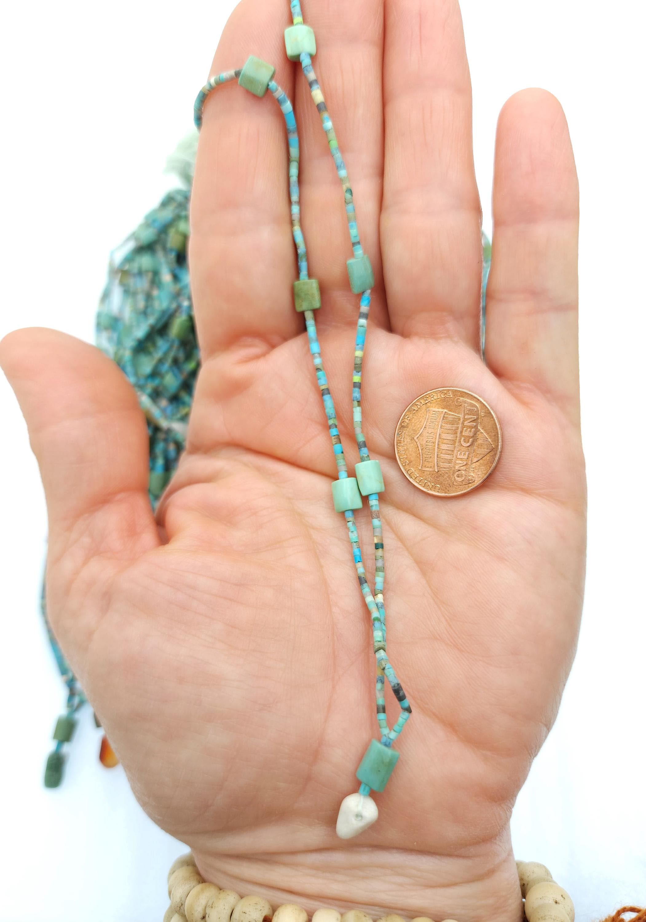 Genuine Afghan Turquoise 14" Strand 1.5-6mm, Natural Antique Beads, Semi-Precious Stone for Jewelry, Heishi Beads, Ethnic Craft Supplies