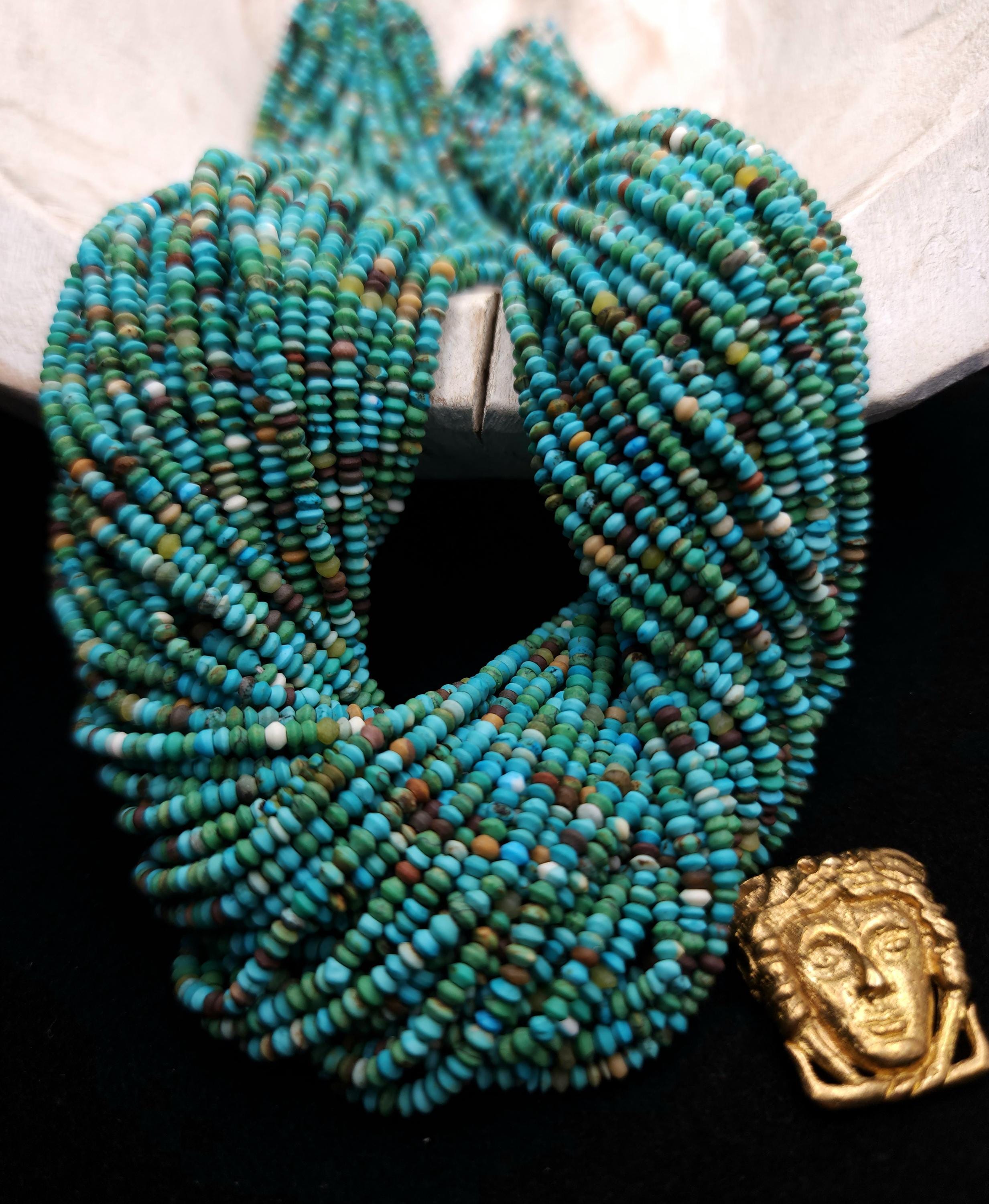 Turquoise Genuine Small Saucer Beads From Afghanistan, Strand 14"+[248] 2.5mm, Healing Stones, Heishi Beads, Natural Beads, Jewelry Supplies