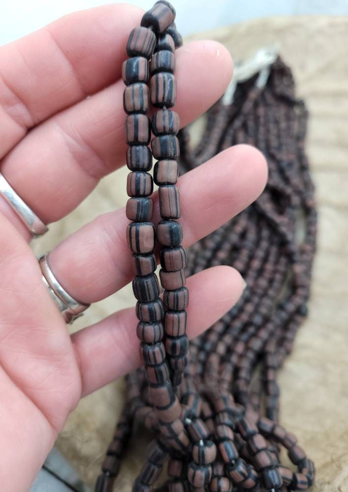 Glass Beads Handmade From Thailand 5-8mm x 5-6mm/Option to Choose Half Strand 10-11" or 22"/Jewelry Supplies/Indonesian Java Lampwork beads.