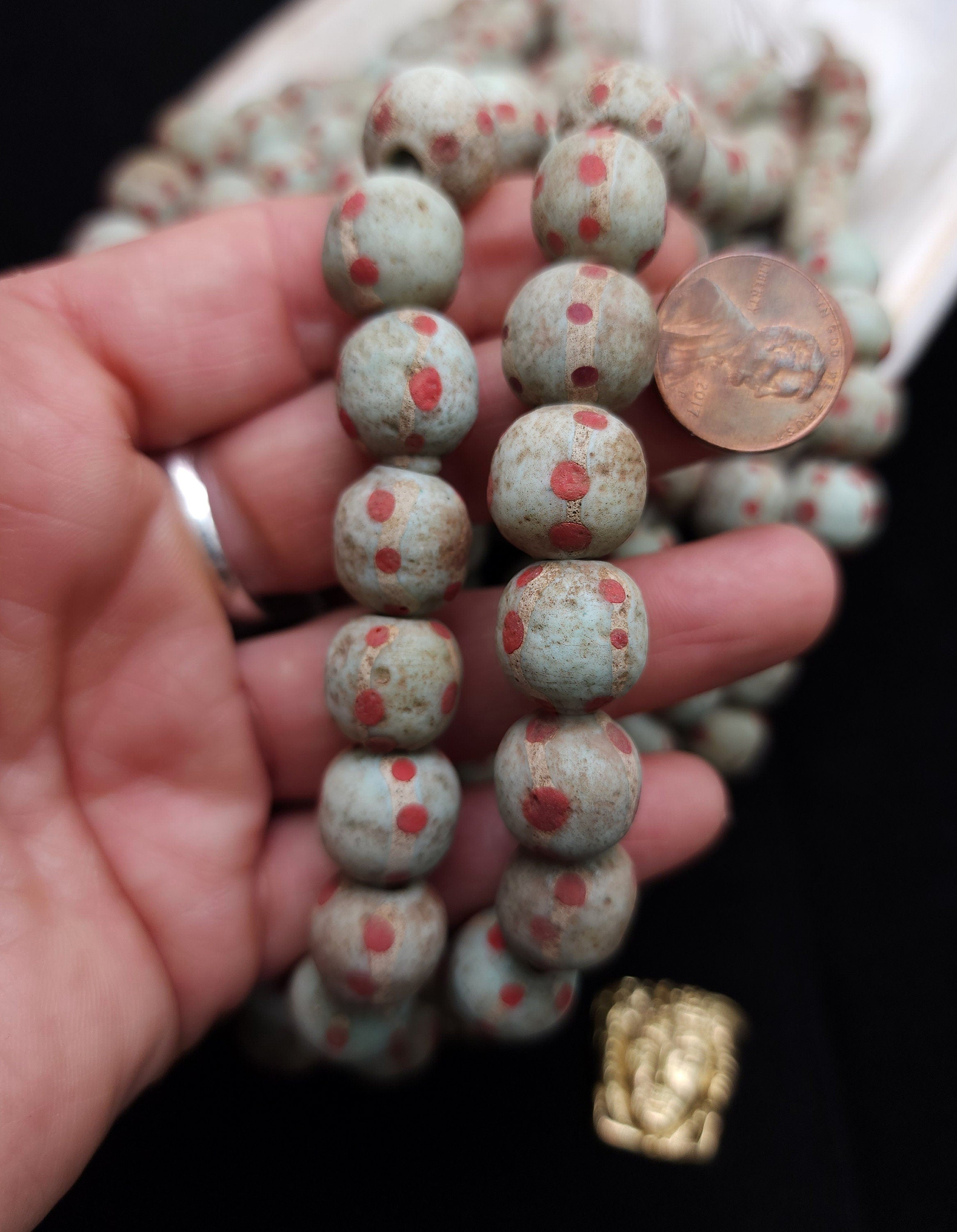 Pistachio Green Glass Beads with Old Rustic Accent  12-13mmx12-13mm 10 Beads Per Strand / Jewelry Supplies / Java / Indonesia / Ethnic