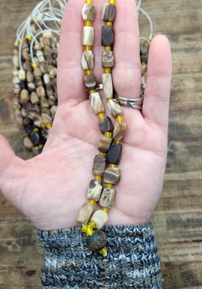 Wow Beautiful Old Chocolate Calcite Strand with 20-24 Beads 9-16mm x 6-11mm / Afghan Antique Discoveries Beads / Raw Beads / Jewelry Supplie