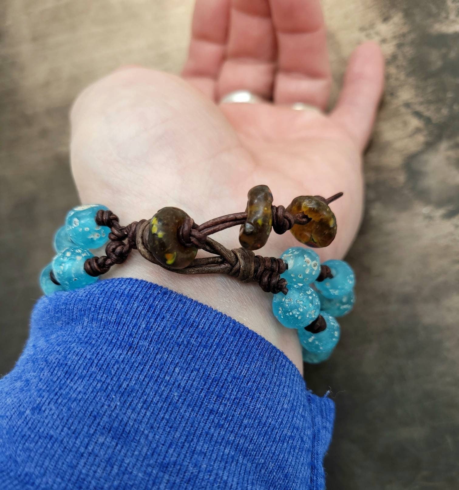 Beautiful Bracelet For Men And W / Unique Elegant Antique Rustic Accent / African Jewelry / Indonesian Jewelry /Bronze/High Quality Leather.