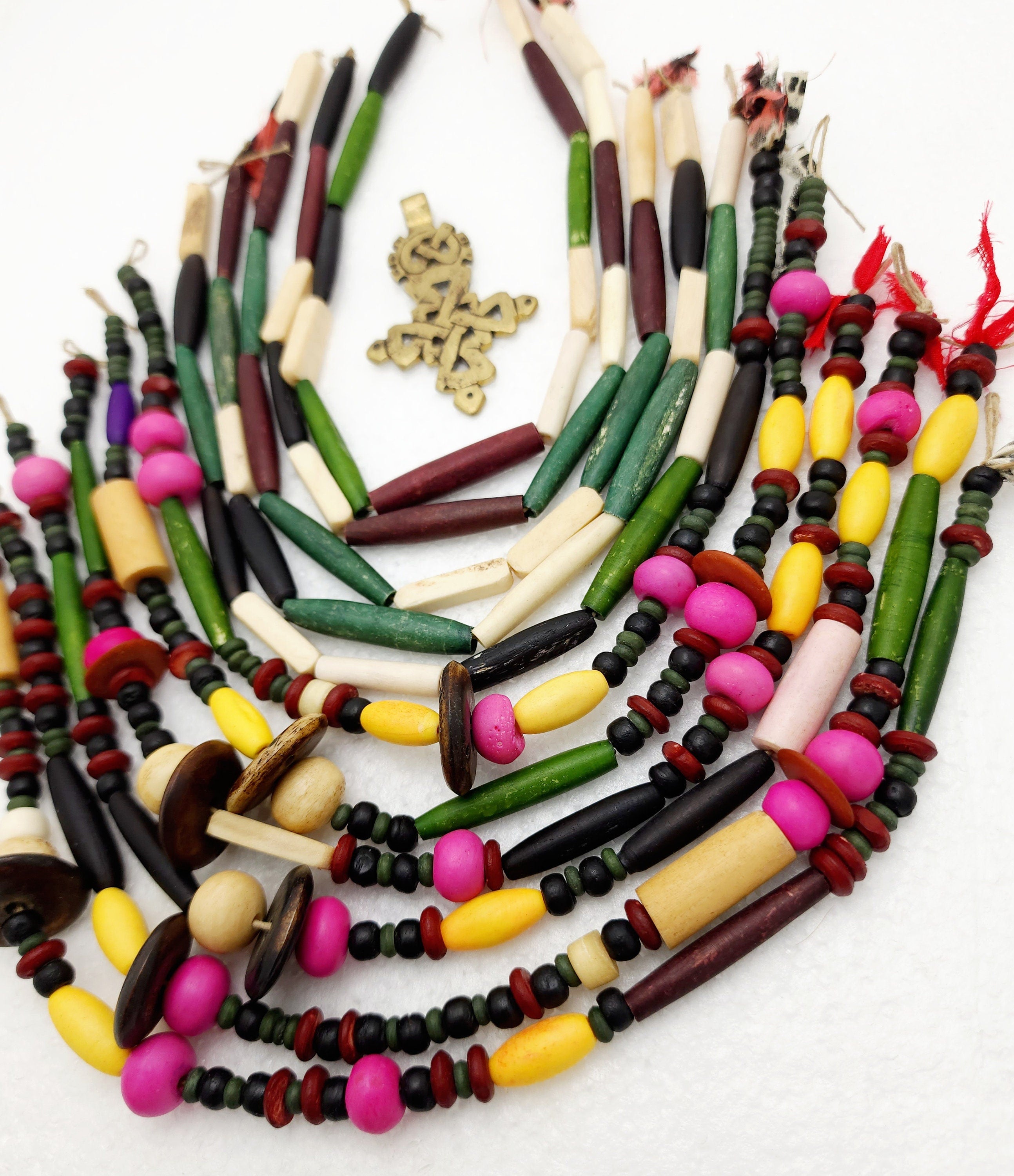 Great Mix Of Buffalo Bone Dyed And Natural Beads, Jewelry Making Supplies, Strand 12", Option to choose Tubes Or Variable and Fun Beads.