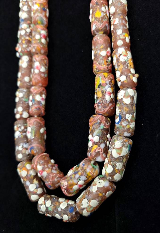 Old Glass Beads From The 90's Rustic Beads From Thailand Lot of 4 Beads 18-23mm x 9-11mm, Jewelery Supplies, Indonesian Lampwork Beads