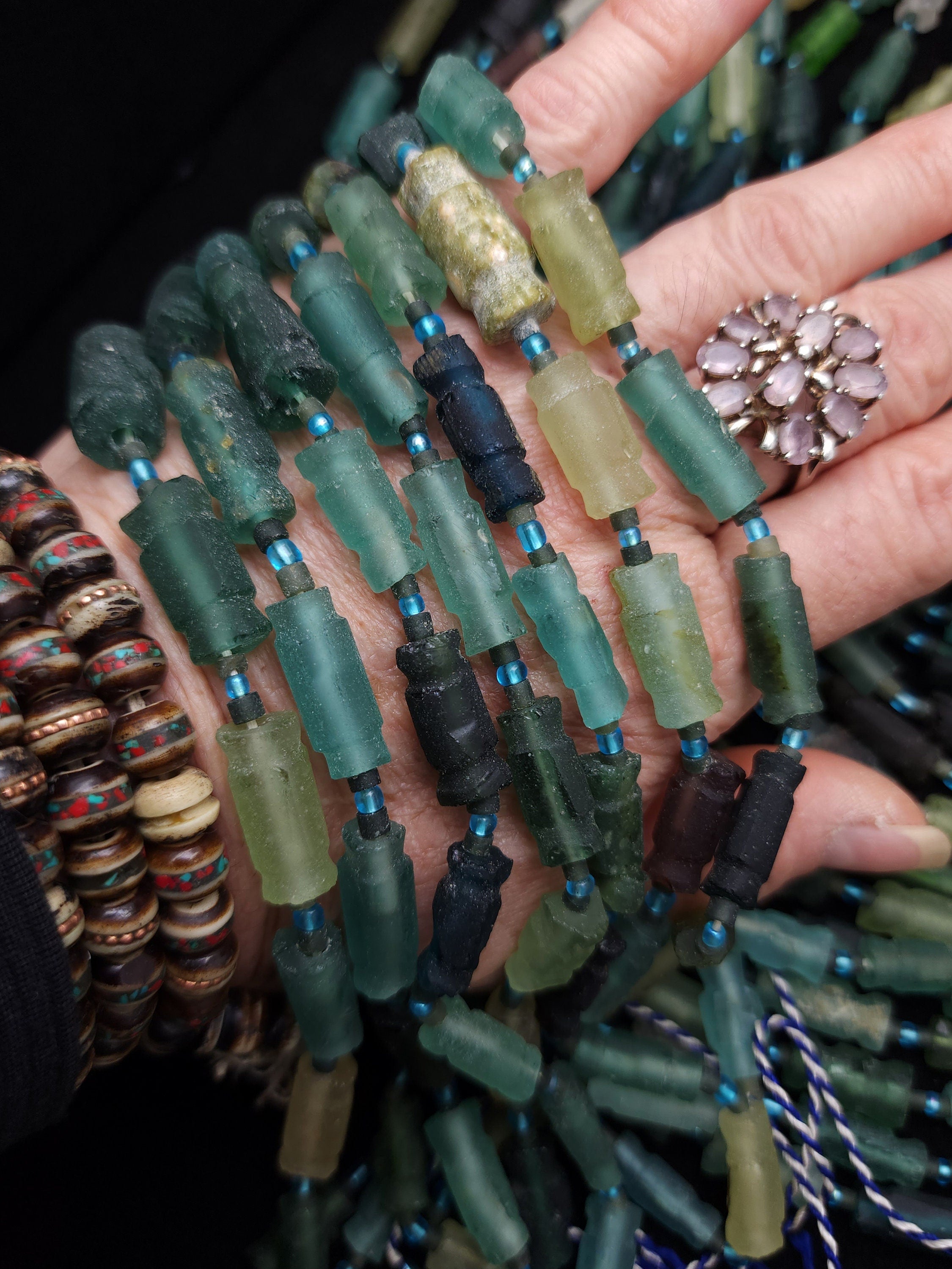 Ancient Roman Glass / Old Roman Glass / Genuine Roman Glass Beads / Found Roman Glass Beads / 14-15" Strand / Jewelry Supplies.