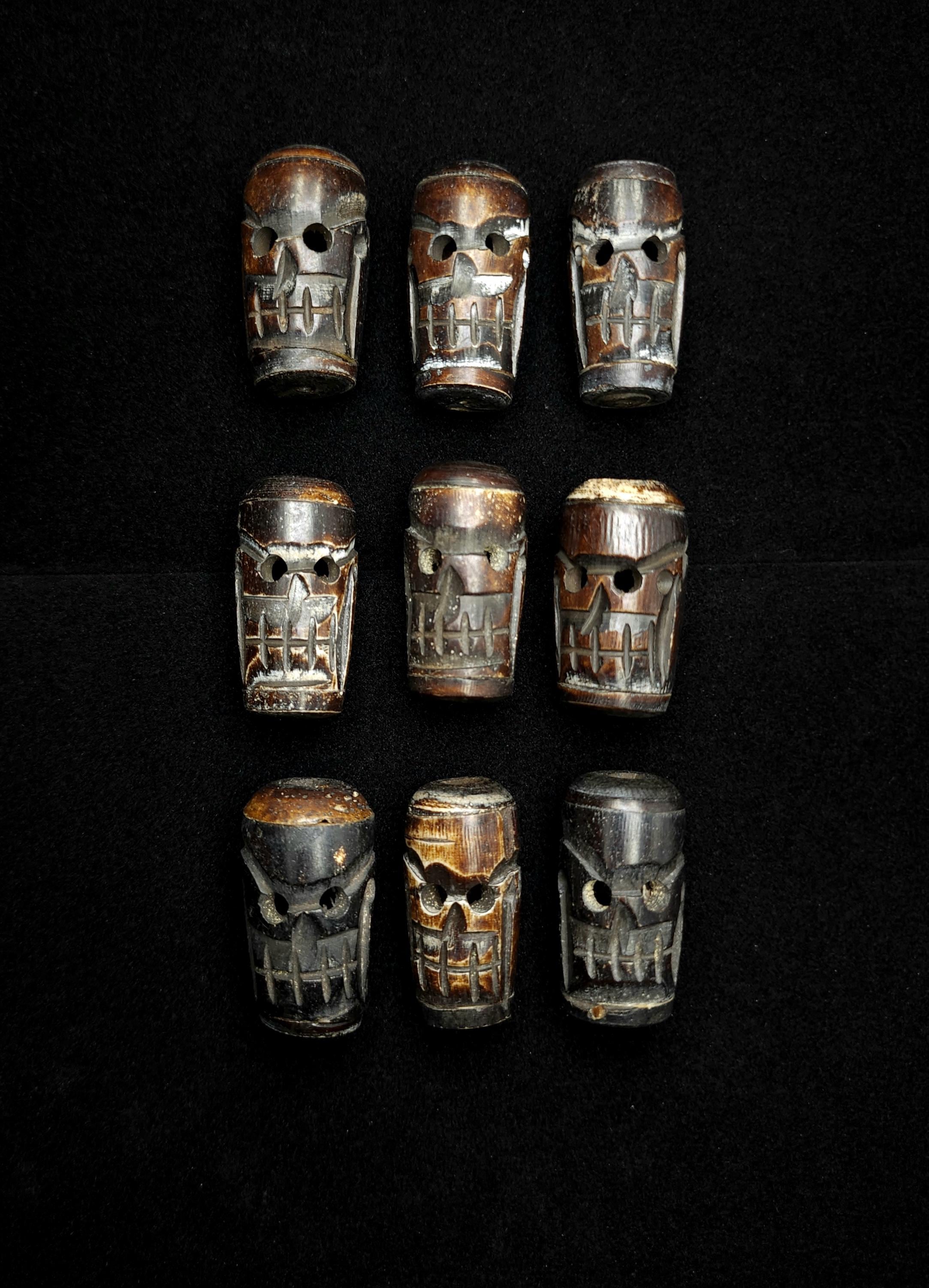 Hand-Carved Bone Skull Bead 38-39 × 19-21mm, Made in India, Tribal Ethnic Style, Amulet, Price Per Piece, Jewelry Making Supplies