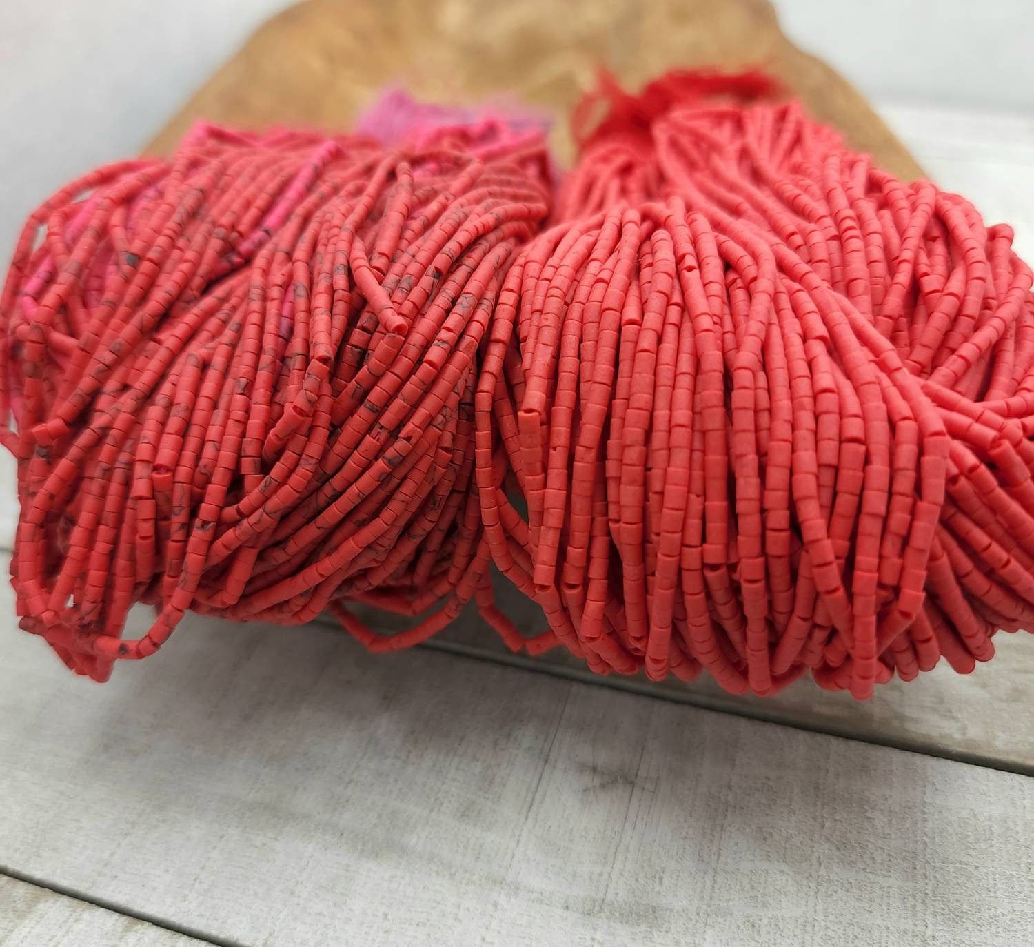 Heishi Beads Afghan Stone / Choose Option  Orange  or Turquoise Orange Strand 12" Inches 2mm / Afghanistan Beads / Jewelry Supplies.