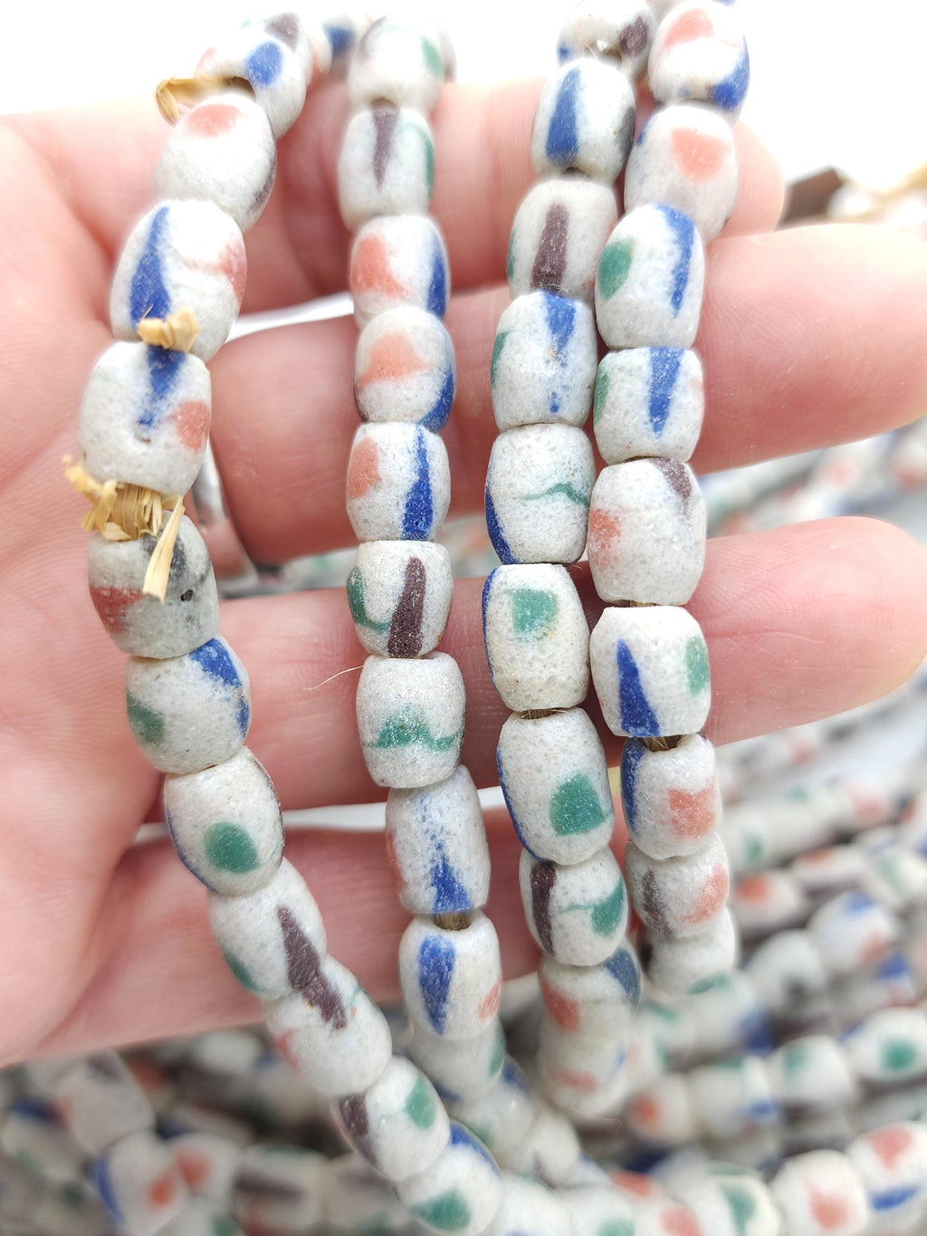 Vintage Recycled African Glass Beads Strand 17" 8-10mm 44-48 Beads / Jewelry Making Supplies.