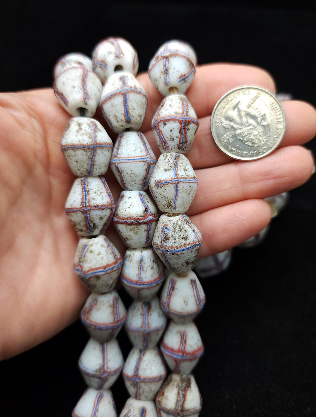 Venetian Cross Beads with Rustic Accent / Ethnic Bicone Beads From Java Strand of 12 beads 16-19×13-14mm / Jewelry Making Supplies.