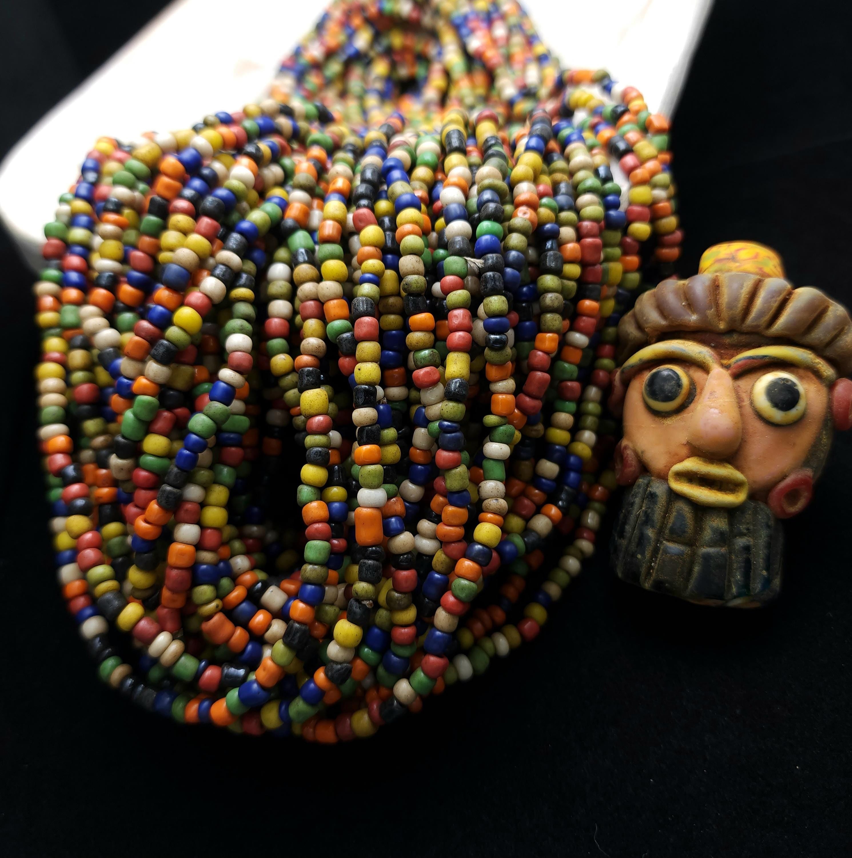 Full Strand Over 40" [More Than 300 Beads] From Java Indonesian, Rustic Opaque Glass Beads 2-4x4mm, Jewelry Making Supplies, Craft.
