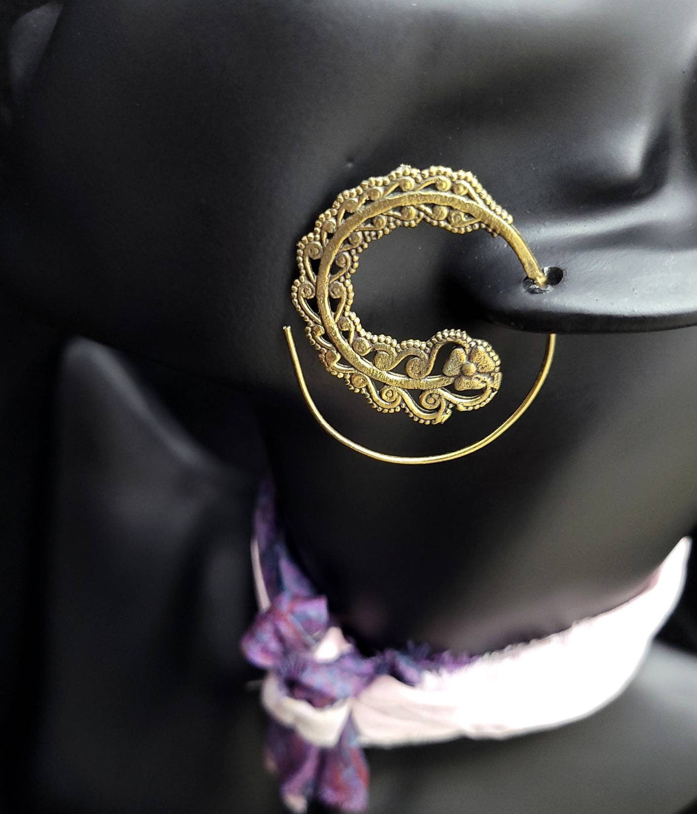 Beautiful Unusual Earrings Made Of Hypoallergenic Solid Brass / Indian Jewelry /  Handmade Jewelry/ Spiral Earrings.
