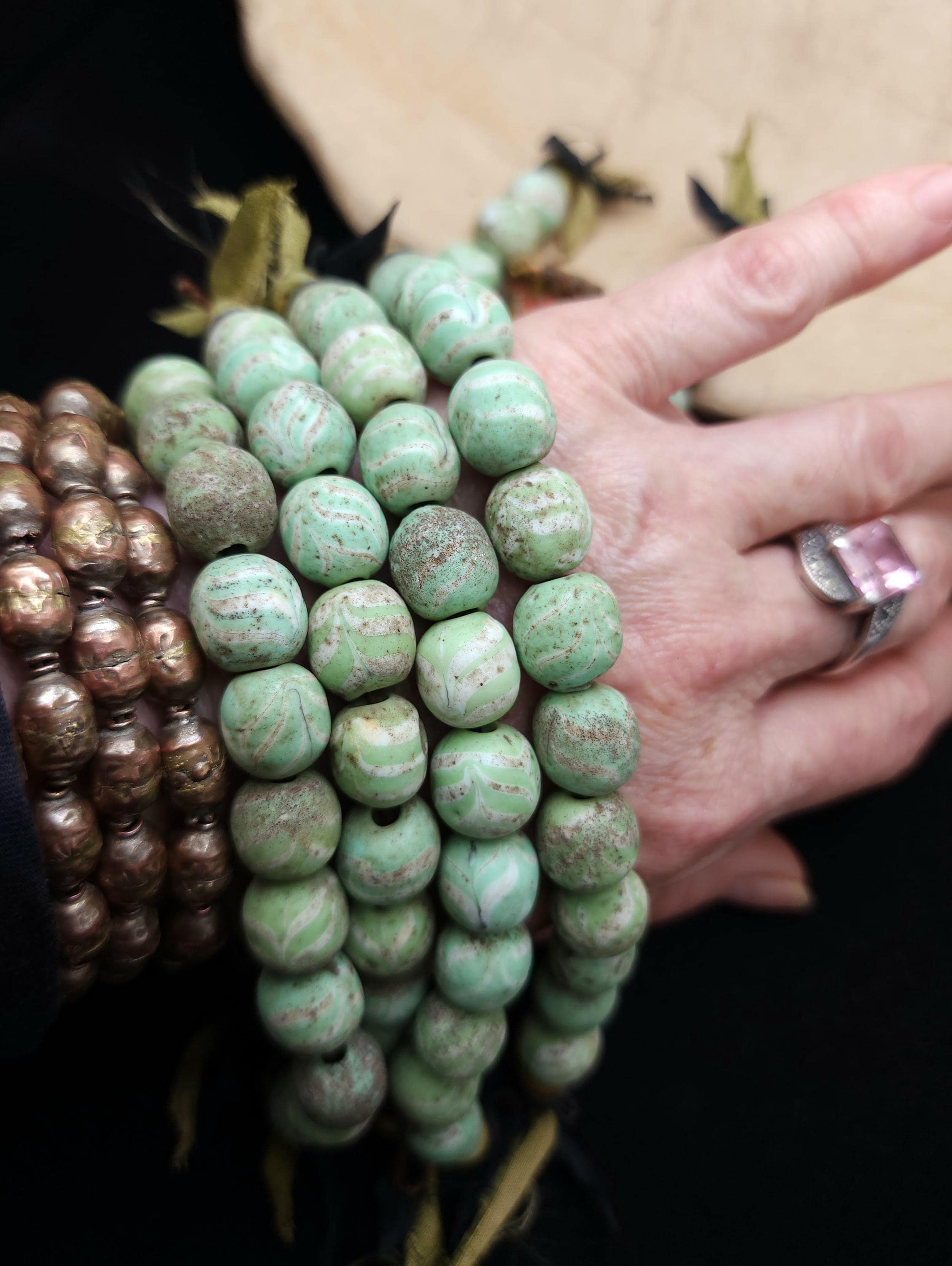 Lemon Green Glass Feather Beads, Vintage, Ethnic Beads, [12 Beads  12mm], Java Indonesian Beads, Jewelry Making Supplies, Craft