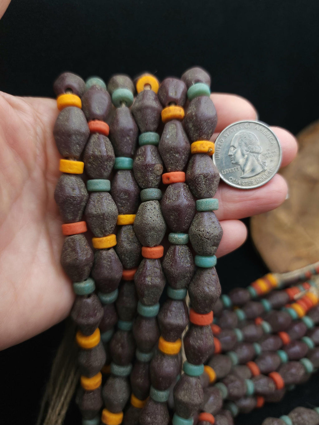 Full Strand 13-14" Bicone Glass Beads 15-17mm, Rustic Indonesian Beads, Jewelry Making Supplies, Craft.