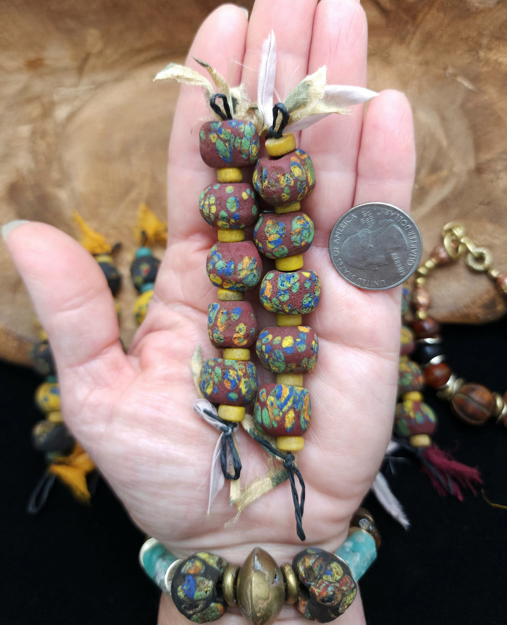 Graduated Strand of Old Beads Like Hebron 12-14mm  / Ancient Tribal Beads / Vintage / Jewelry  Supplies.