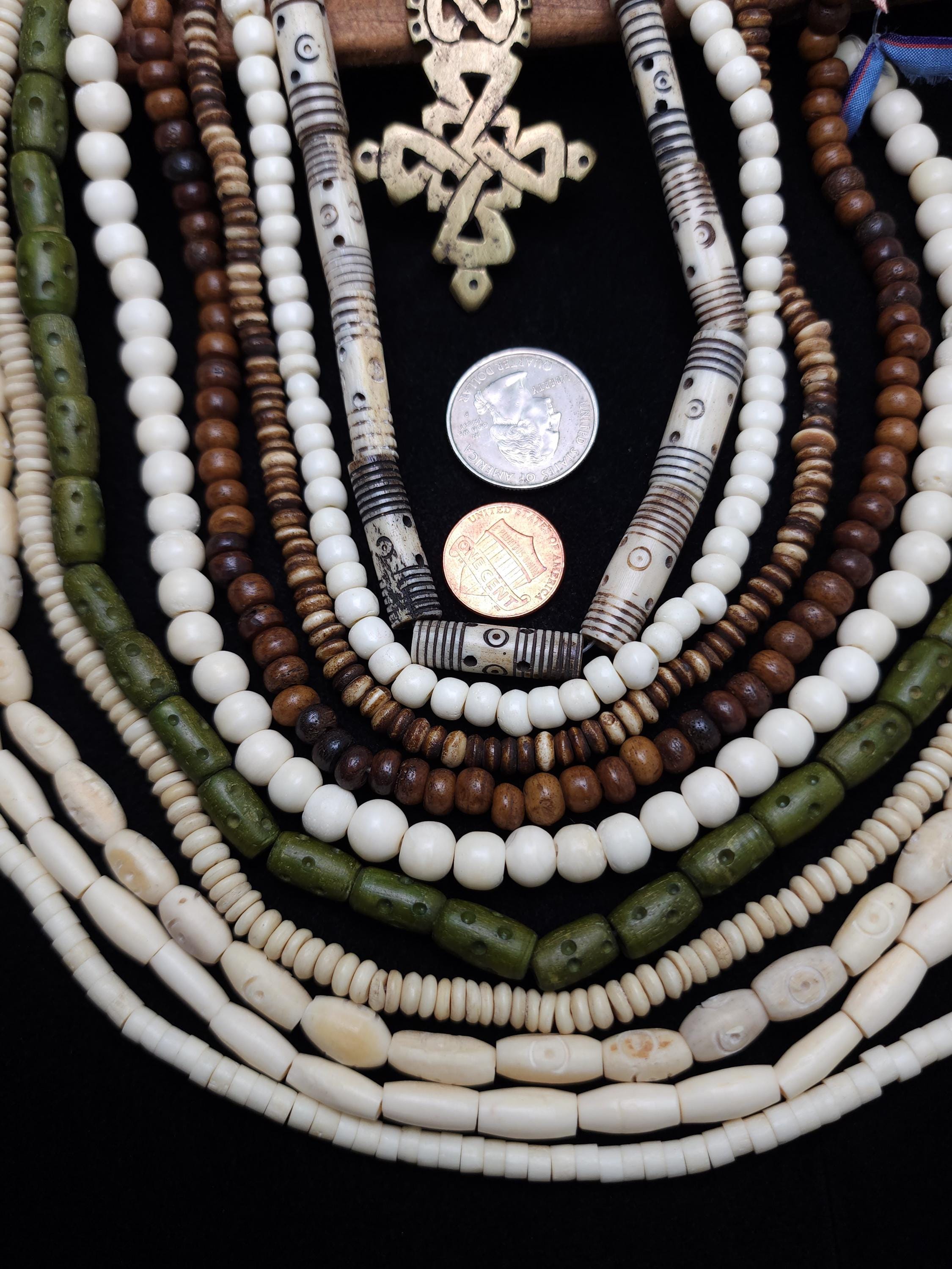 Lot of 10 Full Strands 14-16" Long / Buffalo Bone Beads / Assorted Natural Bone Beads 4-9mmx 3-26mm / Wholesale / Jewelry Making / Crafts /