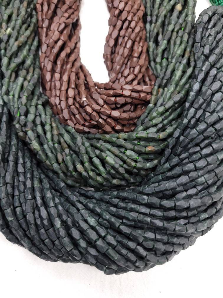 Jade Afghani 4-5mm / Genuine Faceted Natural Stone Heishi Beads From Afghanistan Full Strand15 "Inch / Jewelry Supplies.