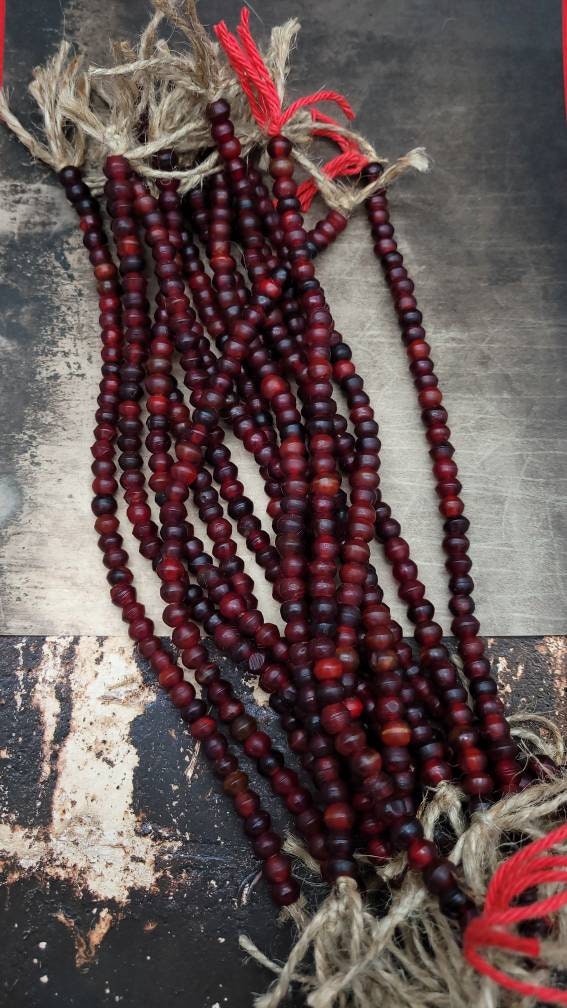 Round Horn Beads Red Horn / Horn Spacer Bead /Strands 10" / Tribal / Ethnic / Vintage Horn Beads / Jewelry Supplies.