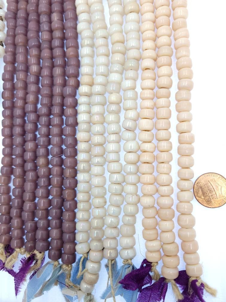 Beautiful High Quality 6x9mm Pony Beads Choose Champagne Beige-Pale Pink-Purple Opal 8" Strand, Jewelry Supplies, Tribal, Navajo, Etnico.