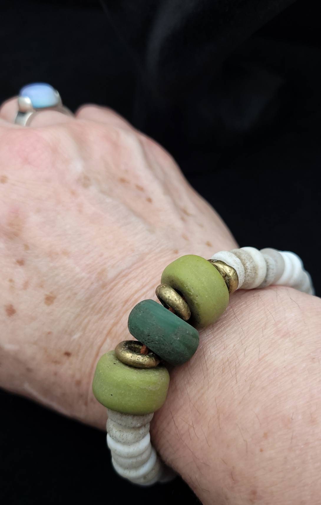Wow Beautiful Leather Bracelet With Old Thailand Beads / Bracelet For Him Or Her/Boho Tribal Ethnic Hippie Jewelry.