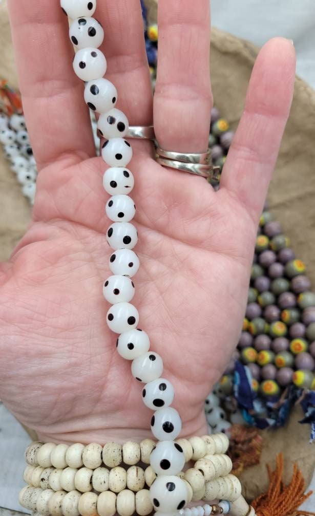 Beautiful Beads Handmade From Thailand Handcrafted, Millefiore, Lampwork Beads, Glass Beads, Jewelry Making Supplies, Strand 8", Venetian.