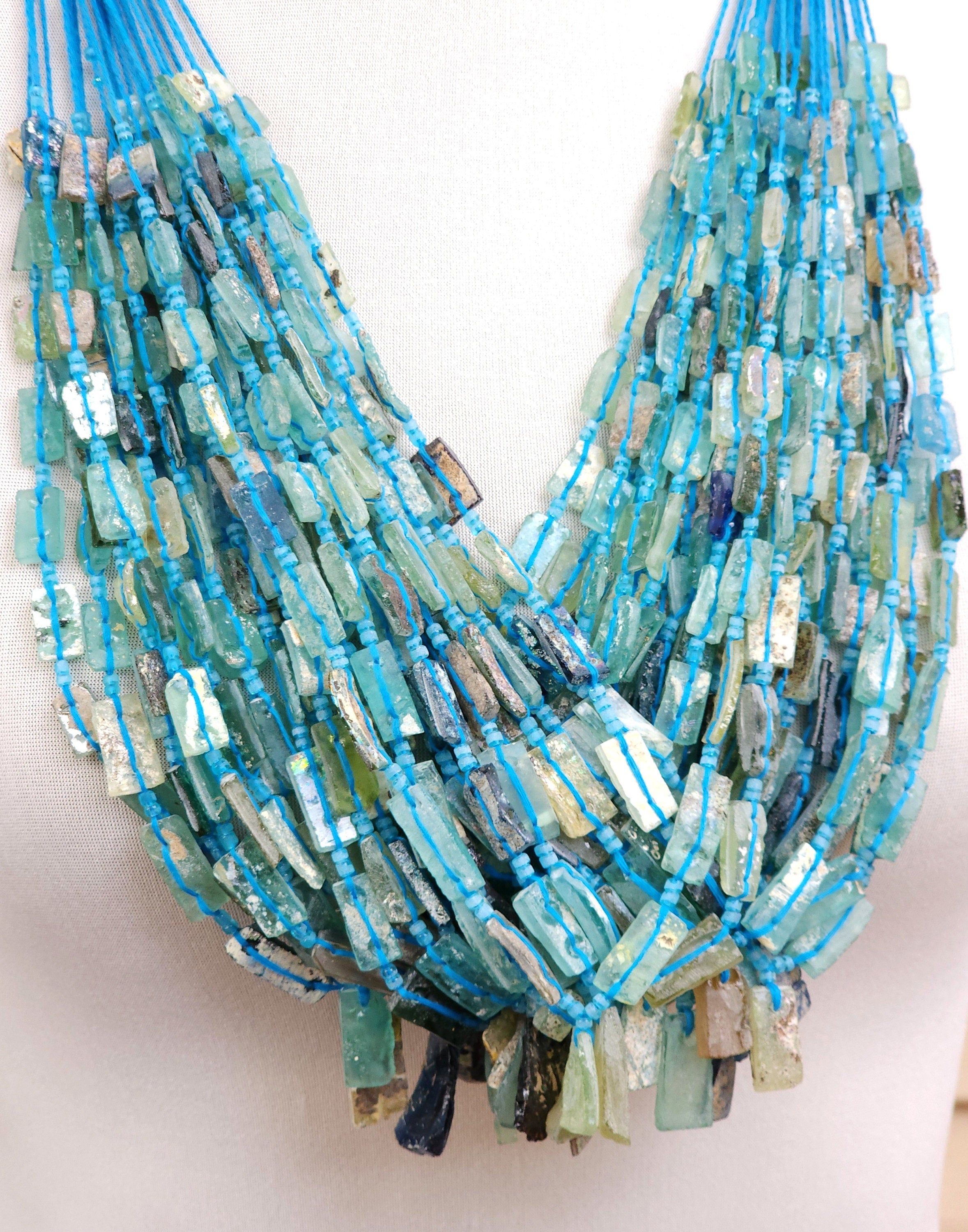 Strand 15" Roman Glass Beads From Ancient Rome Lots Of Patina The Glass Speaks For Itself Of Its Age Over 2,000 Years Old, Jewelry Supplies
