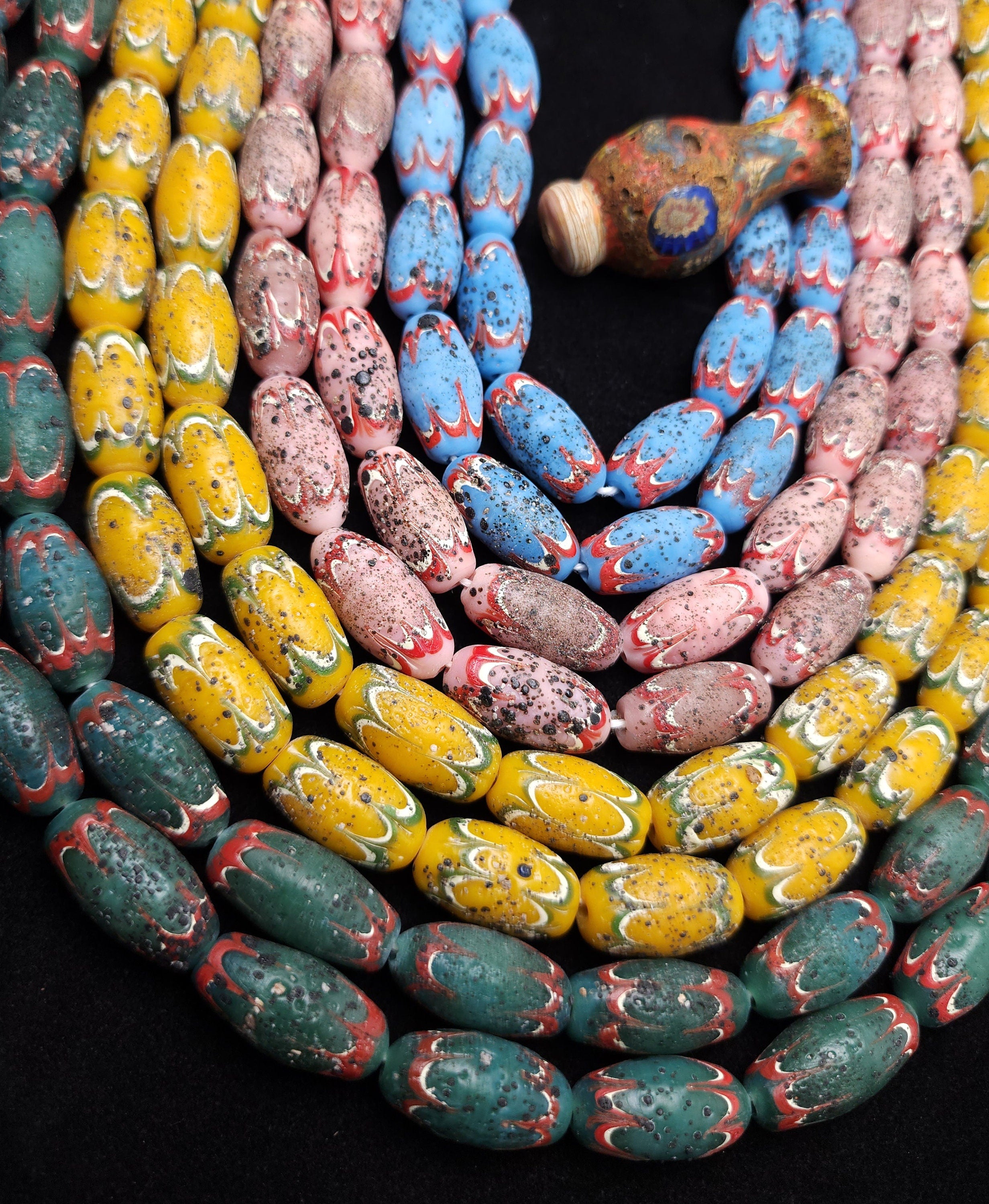 Rustic Chevron Style Beads, Handcrafted From Thailand, 8 Beads  22-23x11mm, Unusual Beads, Lampwork Beads, Jewelry Making Supplies,  Craft.