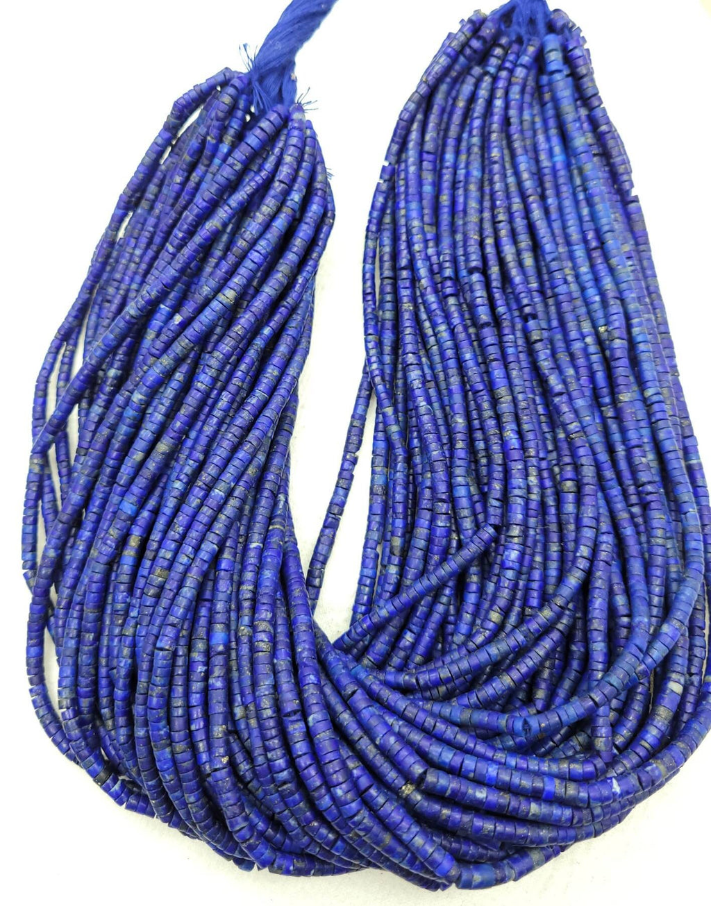 Beautiful Natural Authentic LapisLazuli Heishi Beads From Afghanistan / LapisLazuli Cylinder 4mm+ x 3mm Strand 14 "/ Jewelry Supplies.