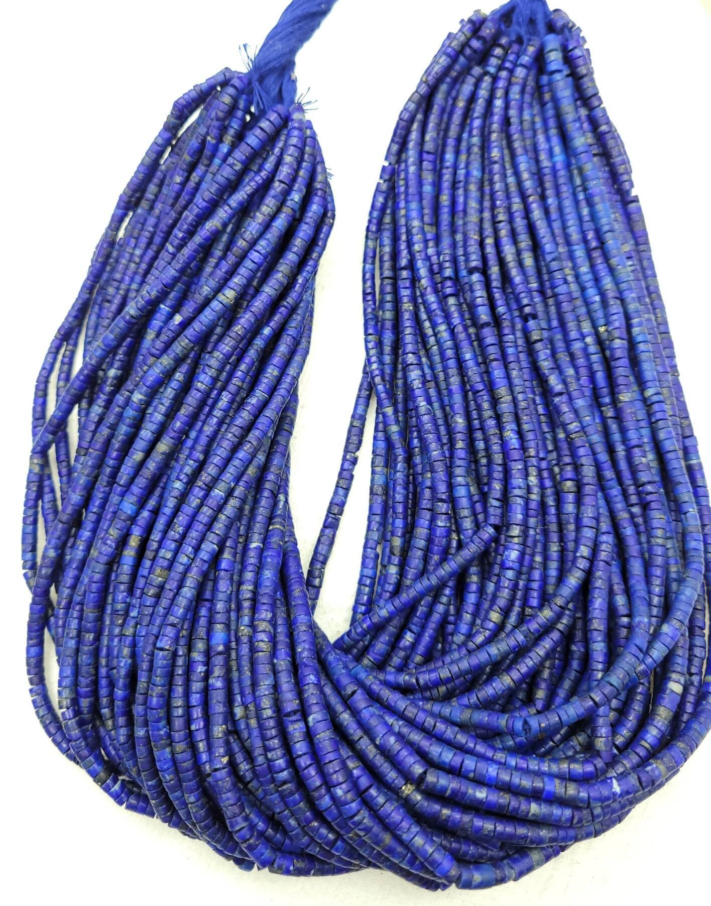 Beautiful Natural Authentic LapisLazuli Heishi Beads From Afghanistan / LapisLazuli Cylinder 4mm+ x 3mm Strand 14 "/ Jewelry Supplies.