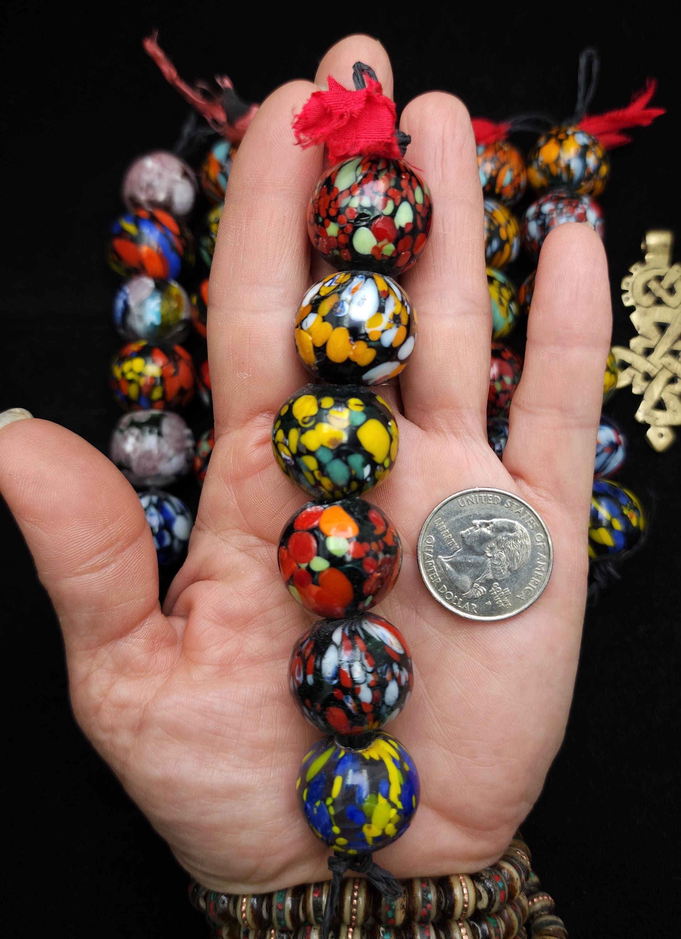 Handmade Millefiore Large Beads Strand With 8 Beads 12x15mm / Jewelry Making Supplies / Craft Supplies.