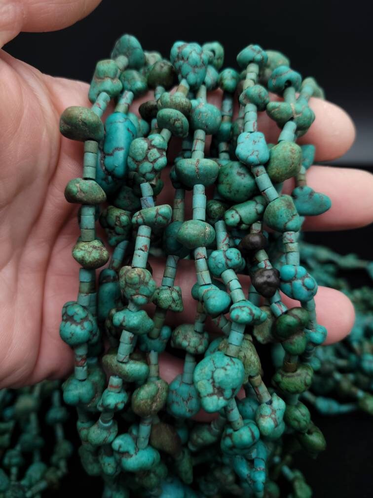 Turquoises Uncut Beads, Strand 17"-18 Inches, Unusual Stone Beads From Afghanistan,  JewelrySupplies.