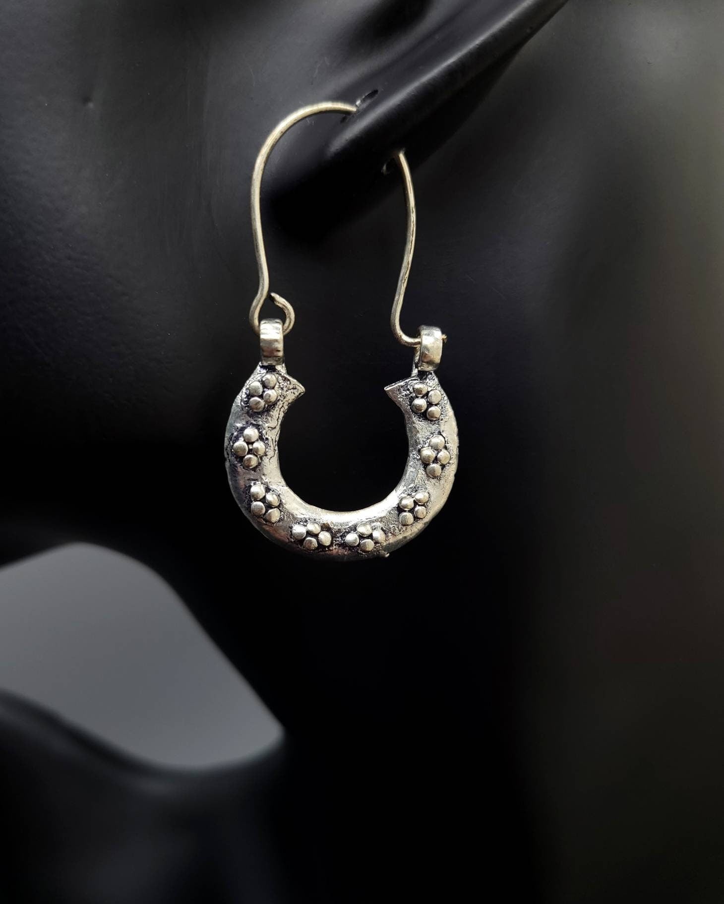 Beautiful Silver Afghan Earrings / Totally Handmade Jewelry / Afghanistan Jewelry.
