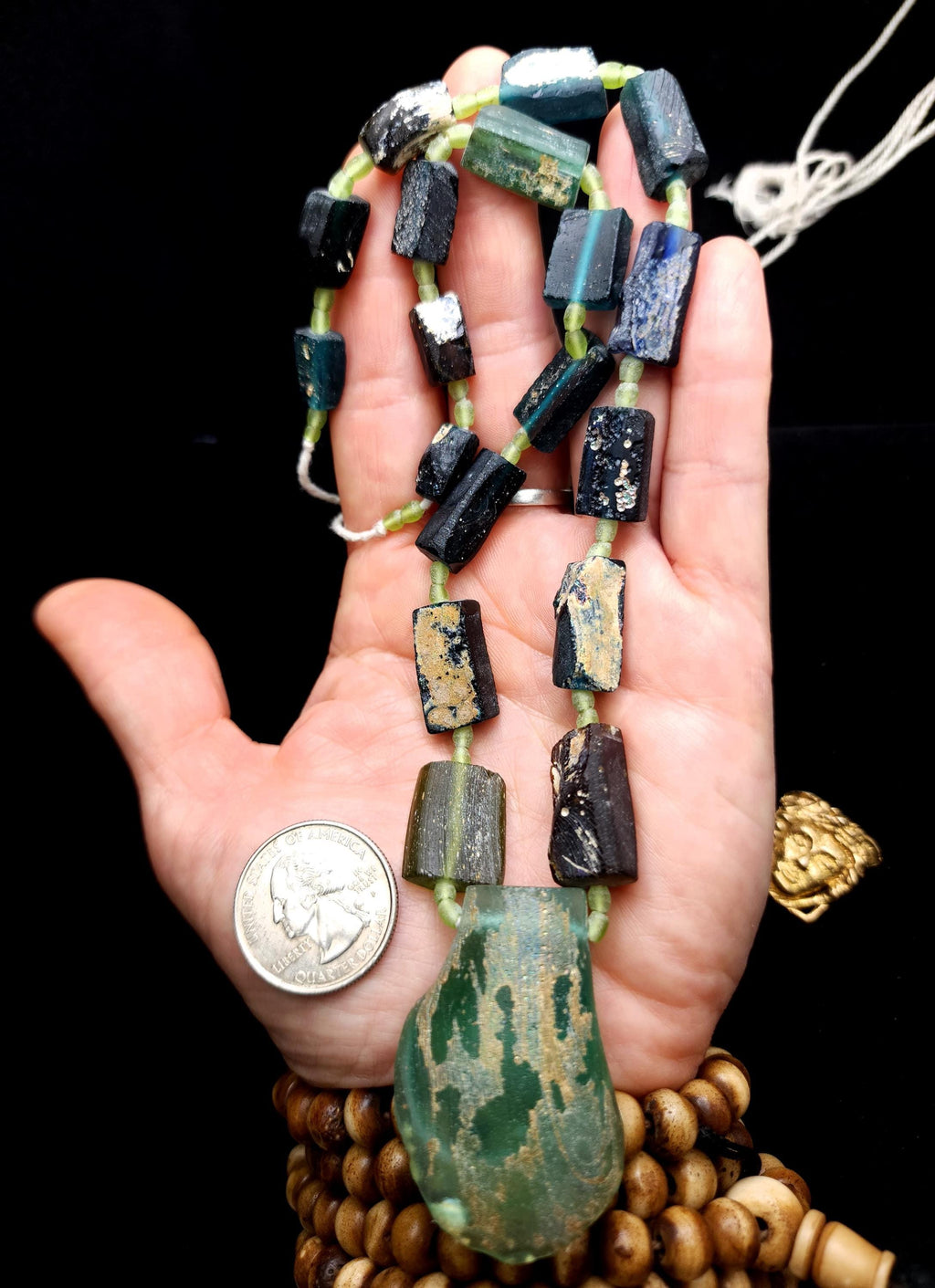 Ancient Roman Glass Hard To Find, Authentic Roman Glass  Approximately 2,000 Years Old, Necklace Very Old Glass Shards, Jewelry Supplies.