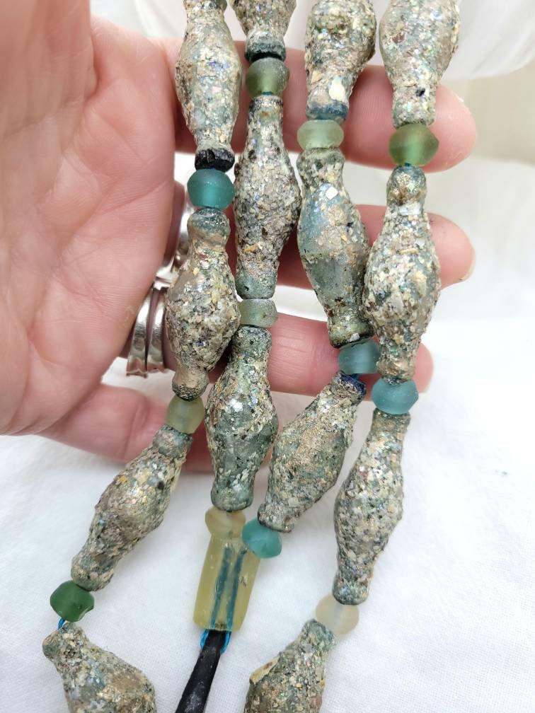Very Old Roman Glass / Price For a Single Piece /Discovered By Excavation In The Sahara / Jewelry Supplies / Hard to find.