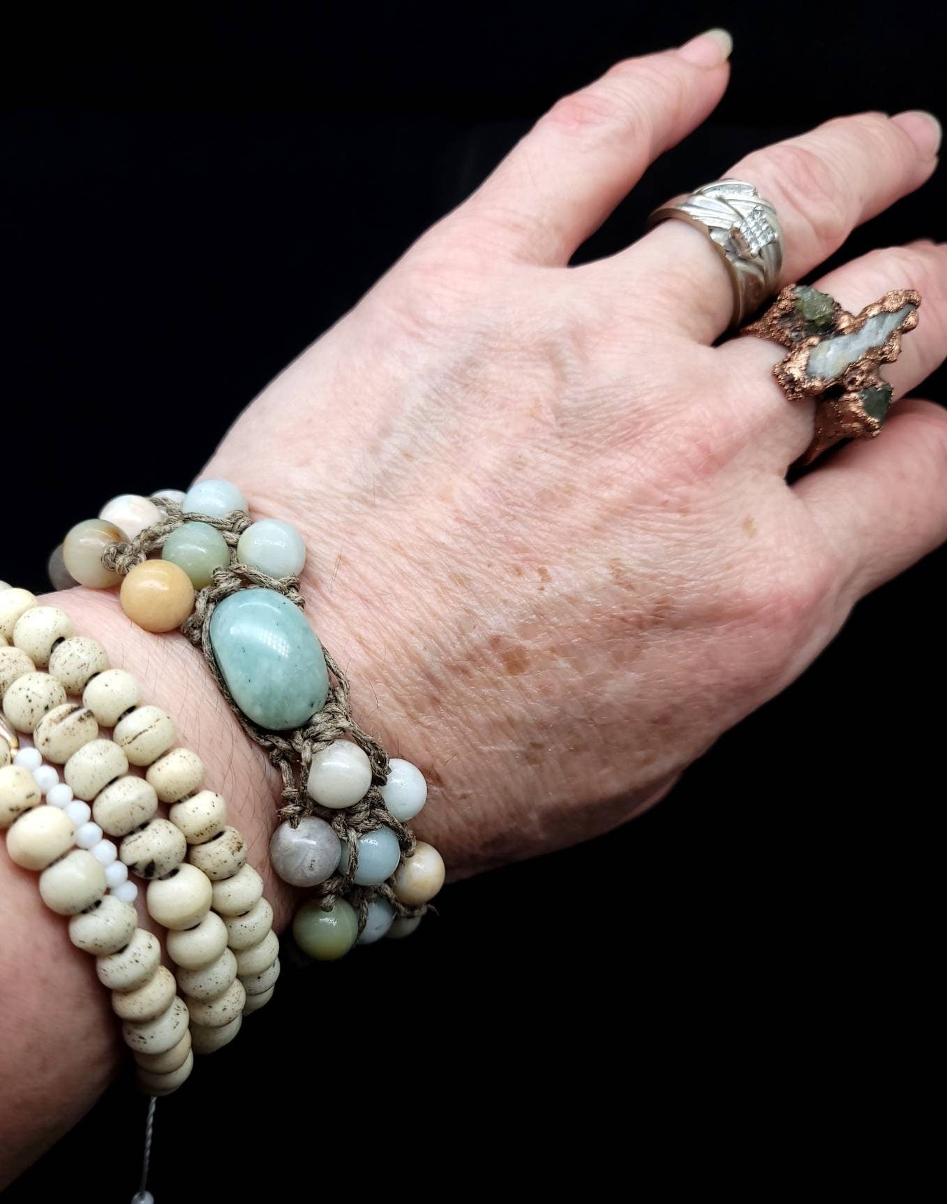 Reflections | Hemp | Amazonite | Hand Twined