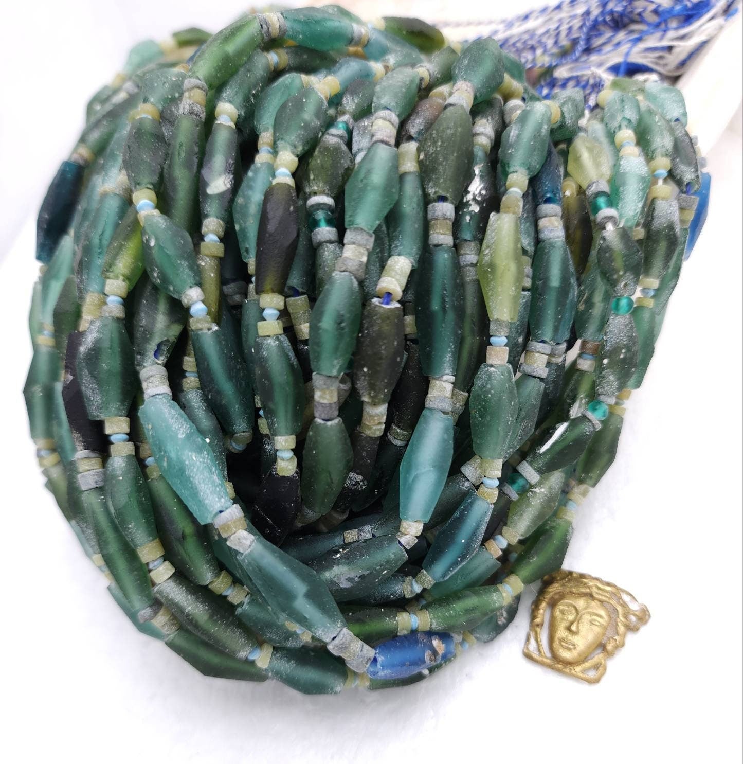 100% Genuine Ancient Roman Glass / Roman Glass Diamond-Shaped Beads Long 12mm -20mm + / Afghan Beads / Jewelry Making Supplies.
