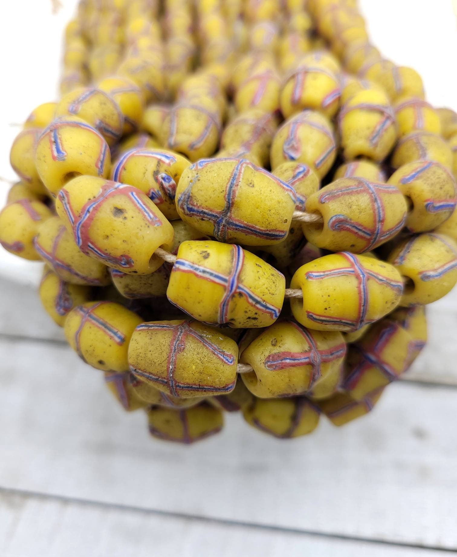Ethnic Bicone Beads Java french Beads / Venetian Cross Beads with Rustic Accent / Strand of 12 beads 16-20×13-15mm / Jewelry Making Supplies