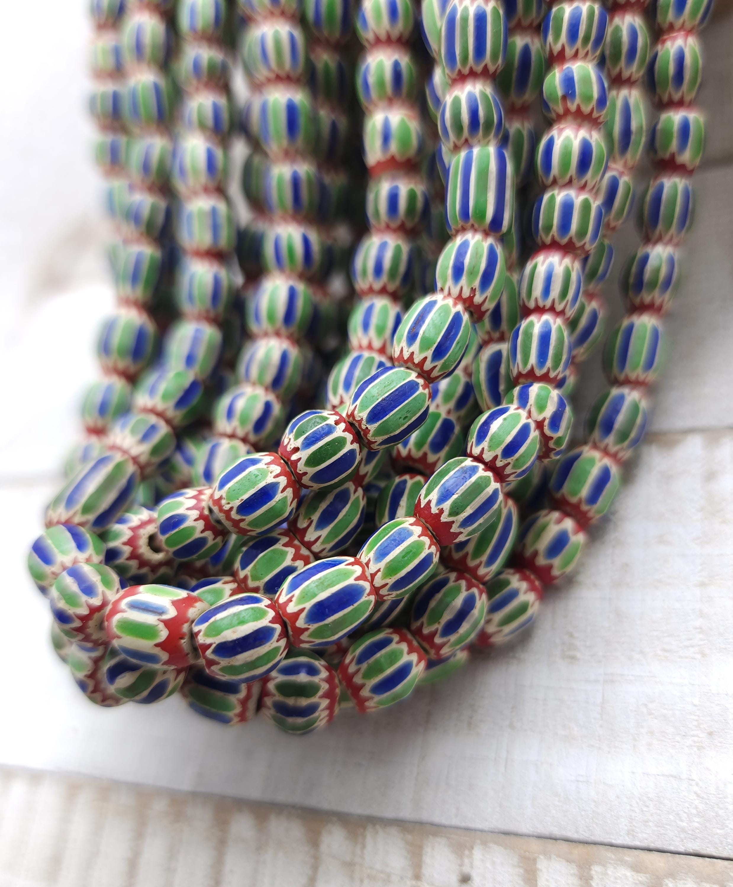 Multilayer Chevron Beads From Java, Indonesia, 6-Full Strand 21" 6-9mm x 7-8mm [70-74 Beads] Vintage, Tribal, Jewelry Making Supplies