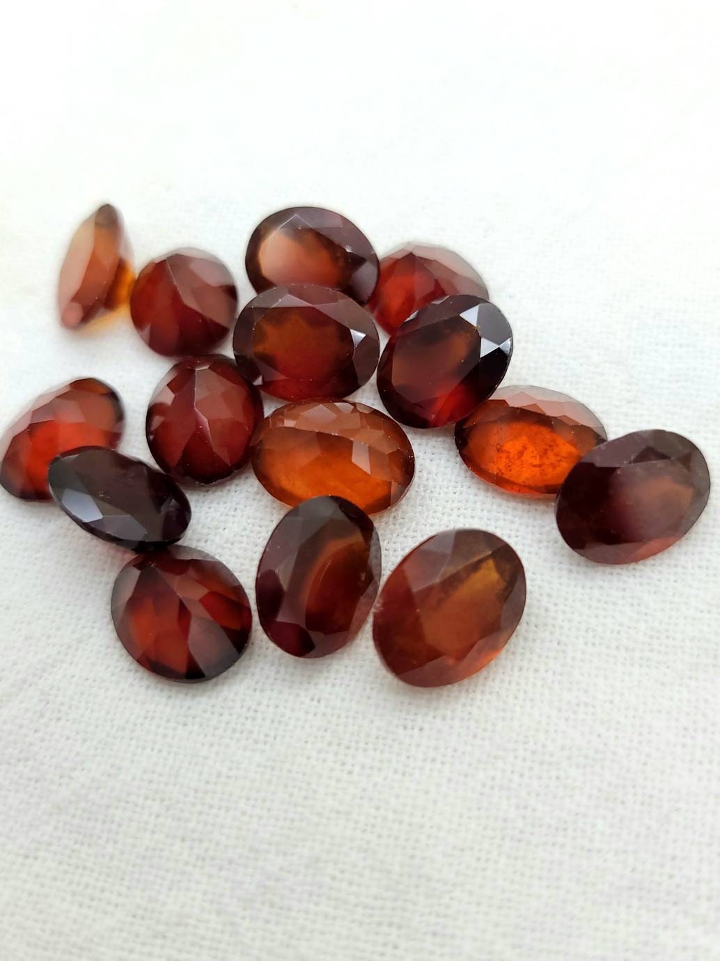 Natural Hessonite Garnet Cut Faceted Cabochon 9mm/7mm Oval Untreated Gemstones and 10mm/8mm. High Quality.