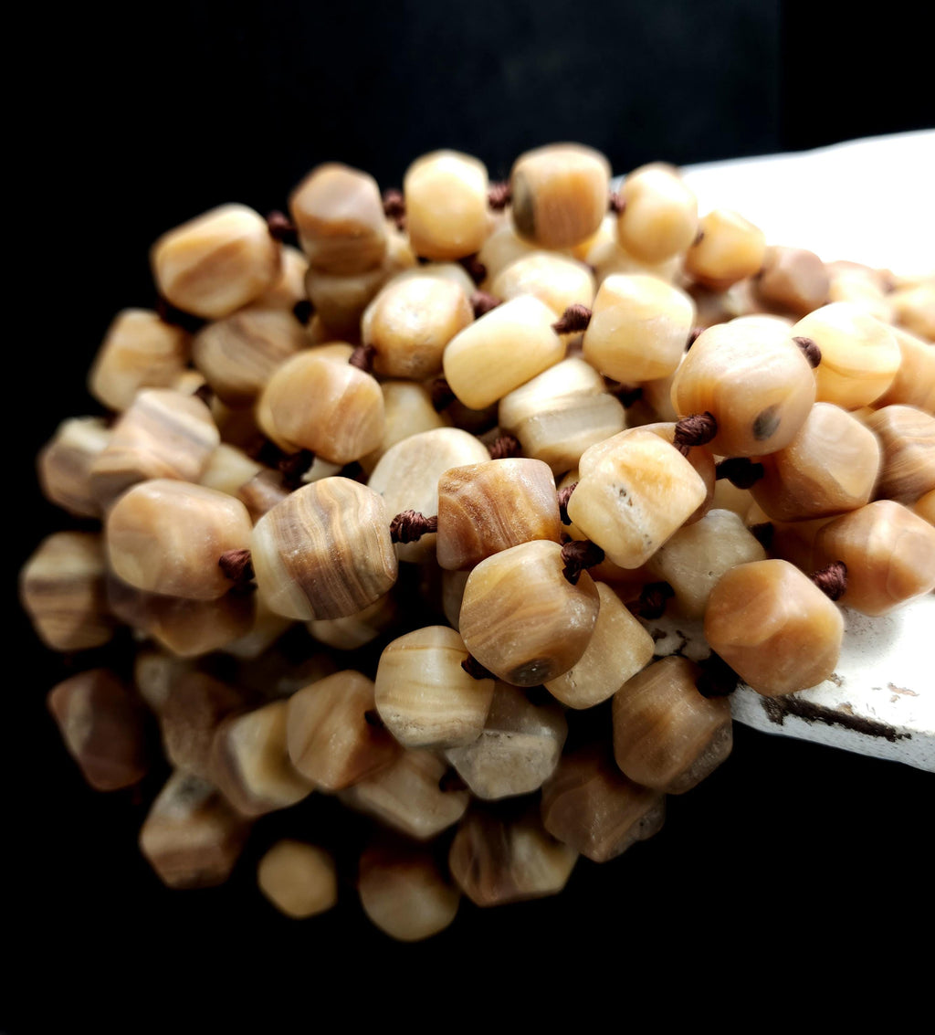 Vintage Natural Stone Beads (Calcite) From Afghanistan, Healing Stones, Full Strand 19-20" 9-17mm, Jewelry Making Supplies.