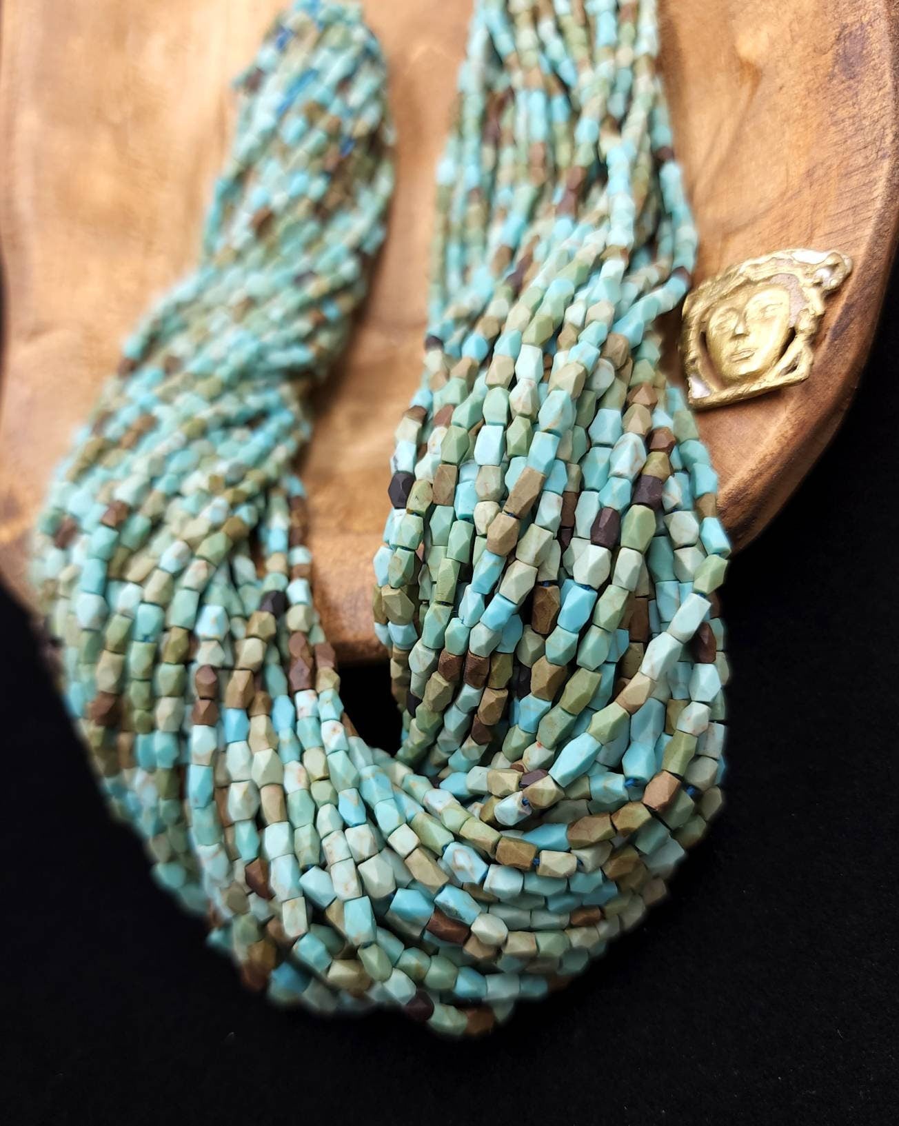 Green Turquoise Stone Beads From Afghanistan / Howlite Turquoise Stone Long Strand 15"+  / 4-6mm x 3mm / Jewelry Supplies.